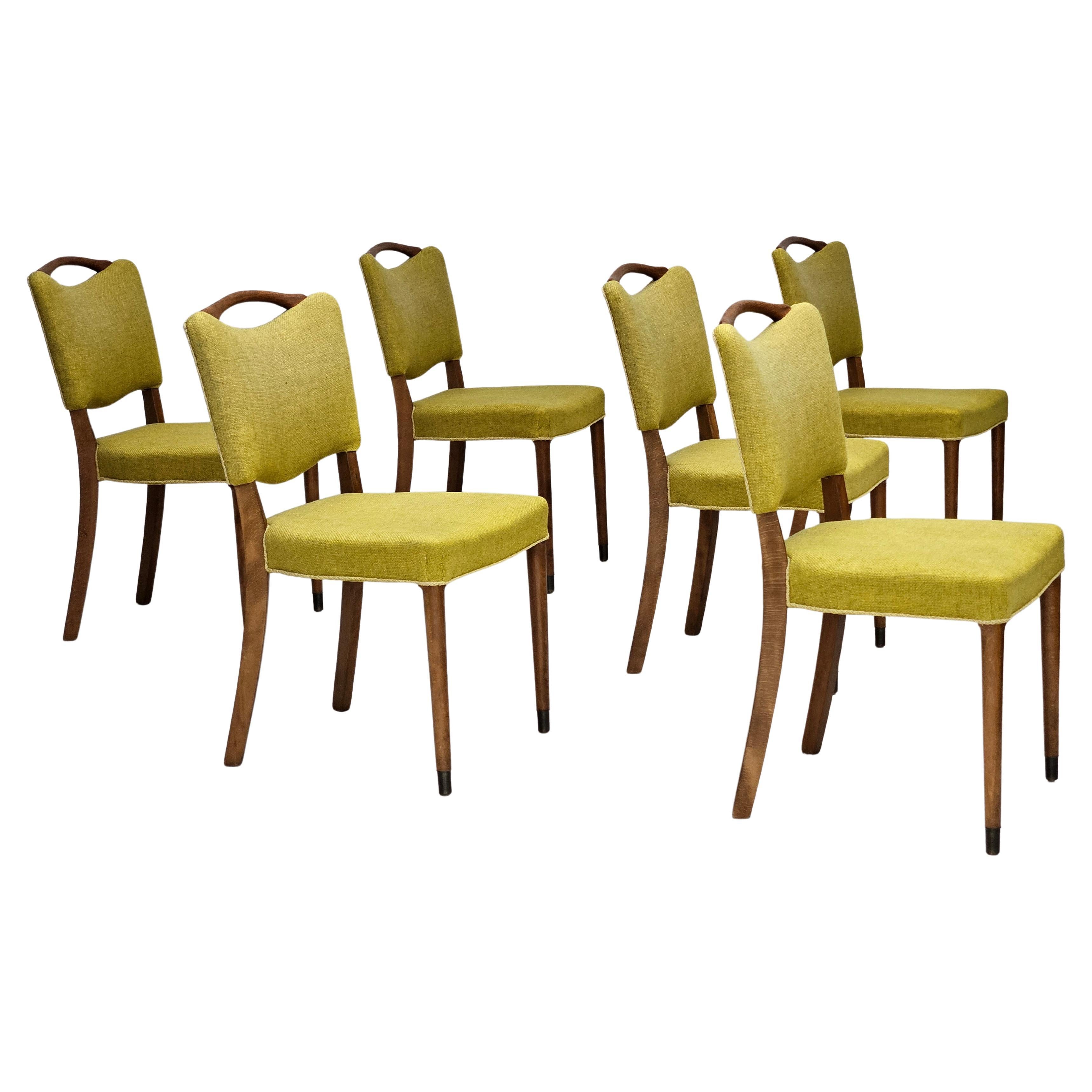 Anni '70, set di 6 sedie da pranzo danesi di Slagelse Møbelværk, condizioni originali.