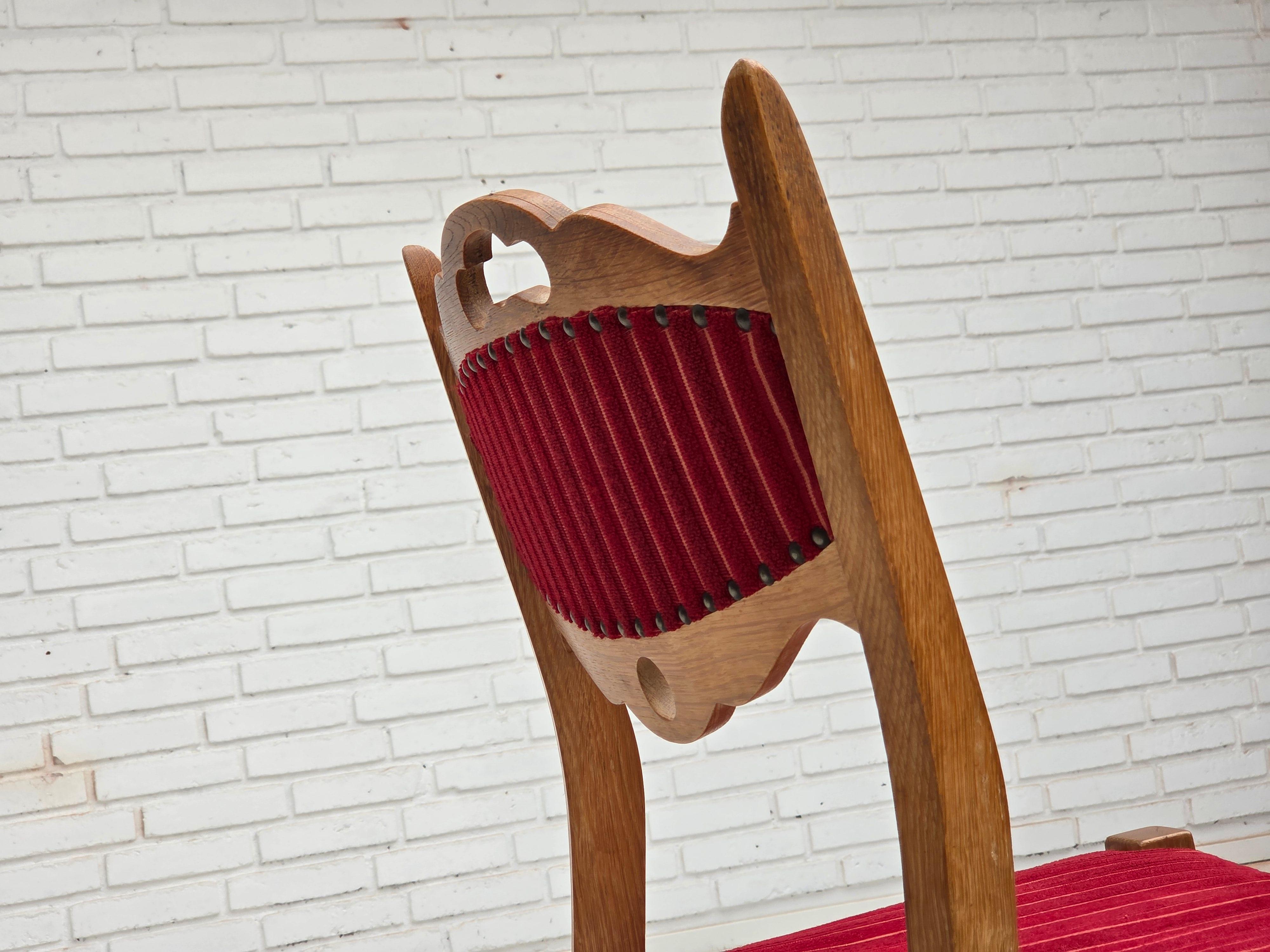 1970er Jahre, 6 dänische Esszimmerstühle, Originalzustand, Eichenholz. im Angebot 3