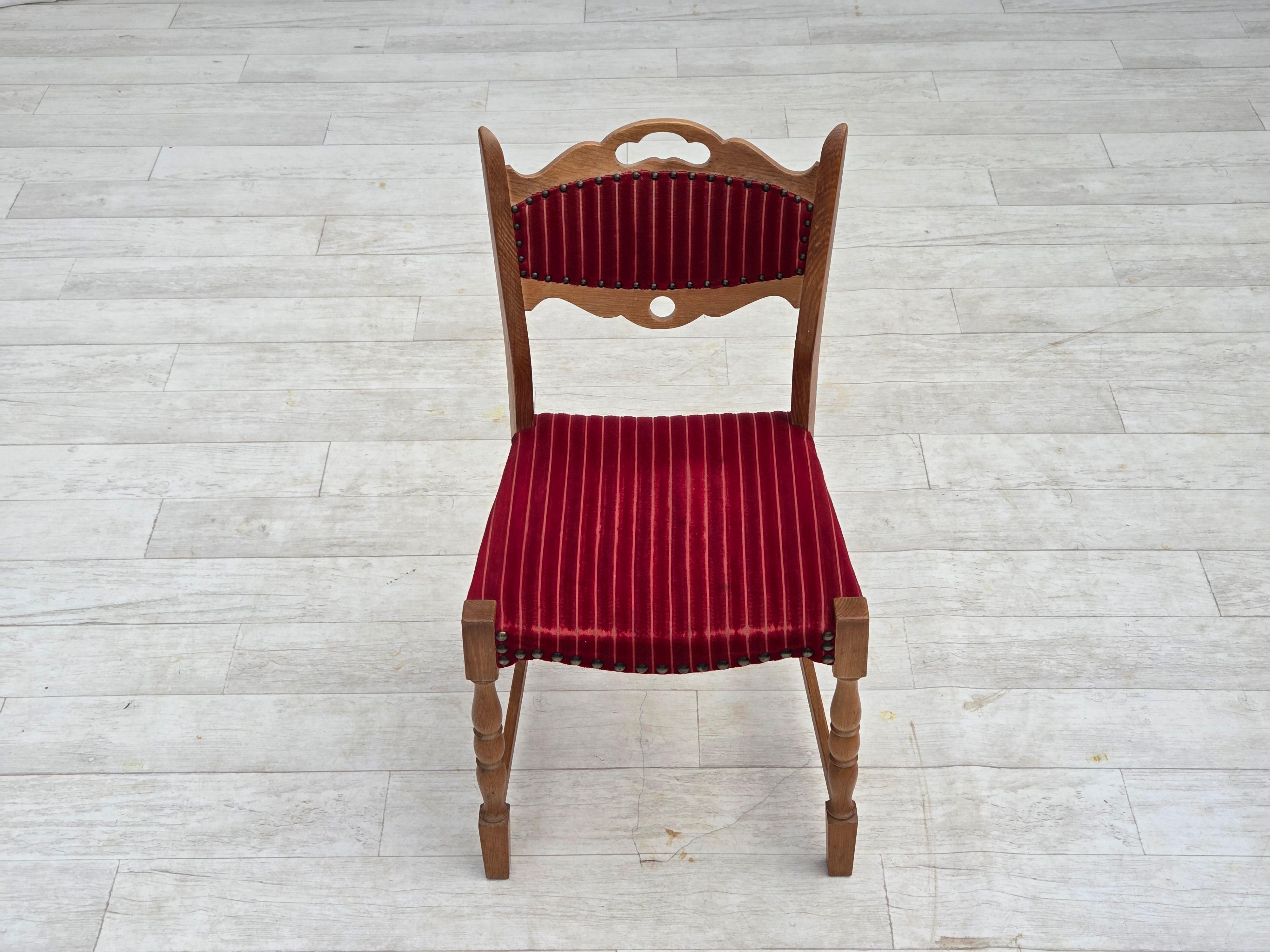 1970er Jahre, 6 dänische Esszimmerstühle, Originalzustand, Eichenholz. im Angebot 10