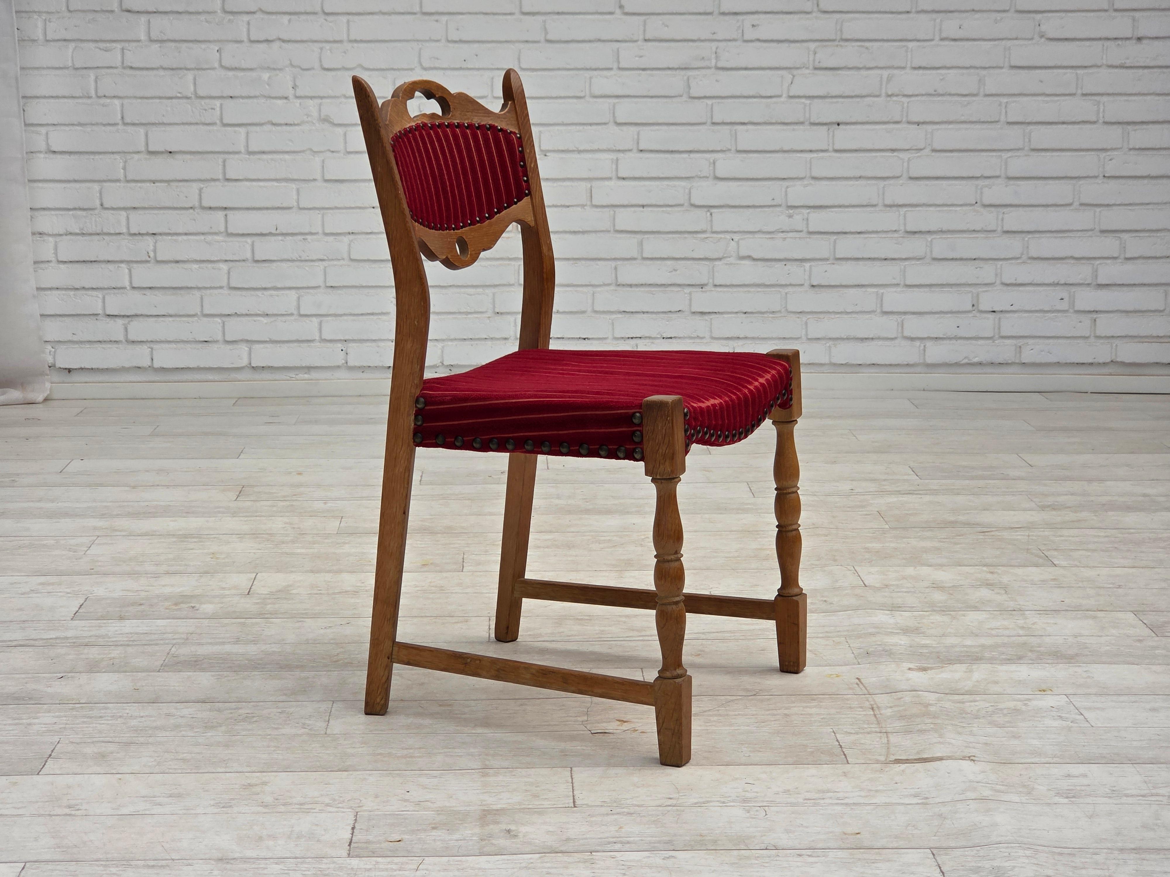 1970er Jahre, 6 dänische Esszimmerstühle, Originalzustand, Eichenholz. (Dänisch) im Angebot