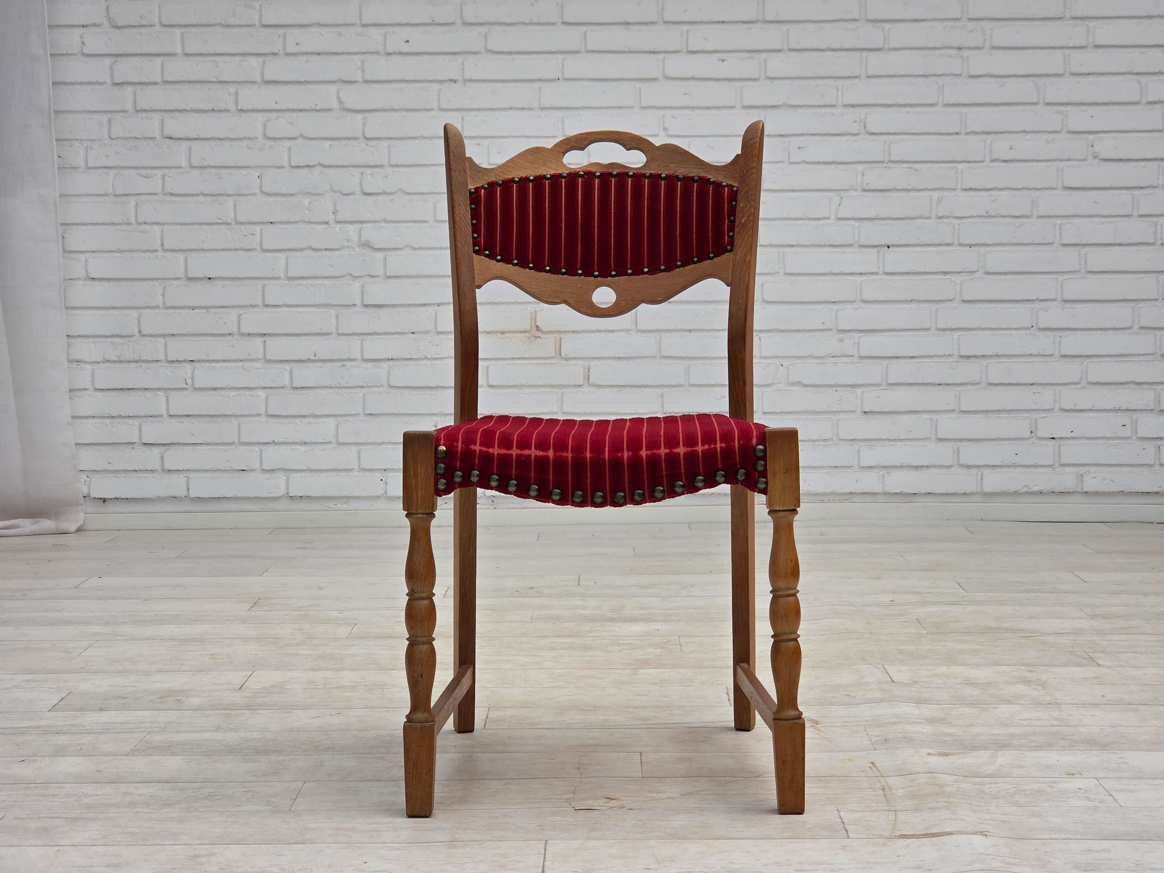 1970er Jahre, 6 dänische Esszimmerstühle, Originalzustand, Eichenholz. im Angebot 1