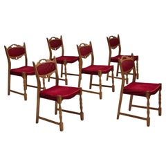 1970s, set of 6 Danish dining chairs, original condition, oak wood.