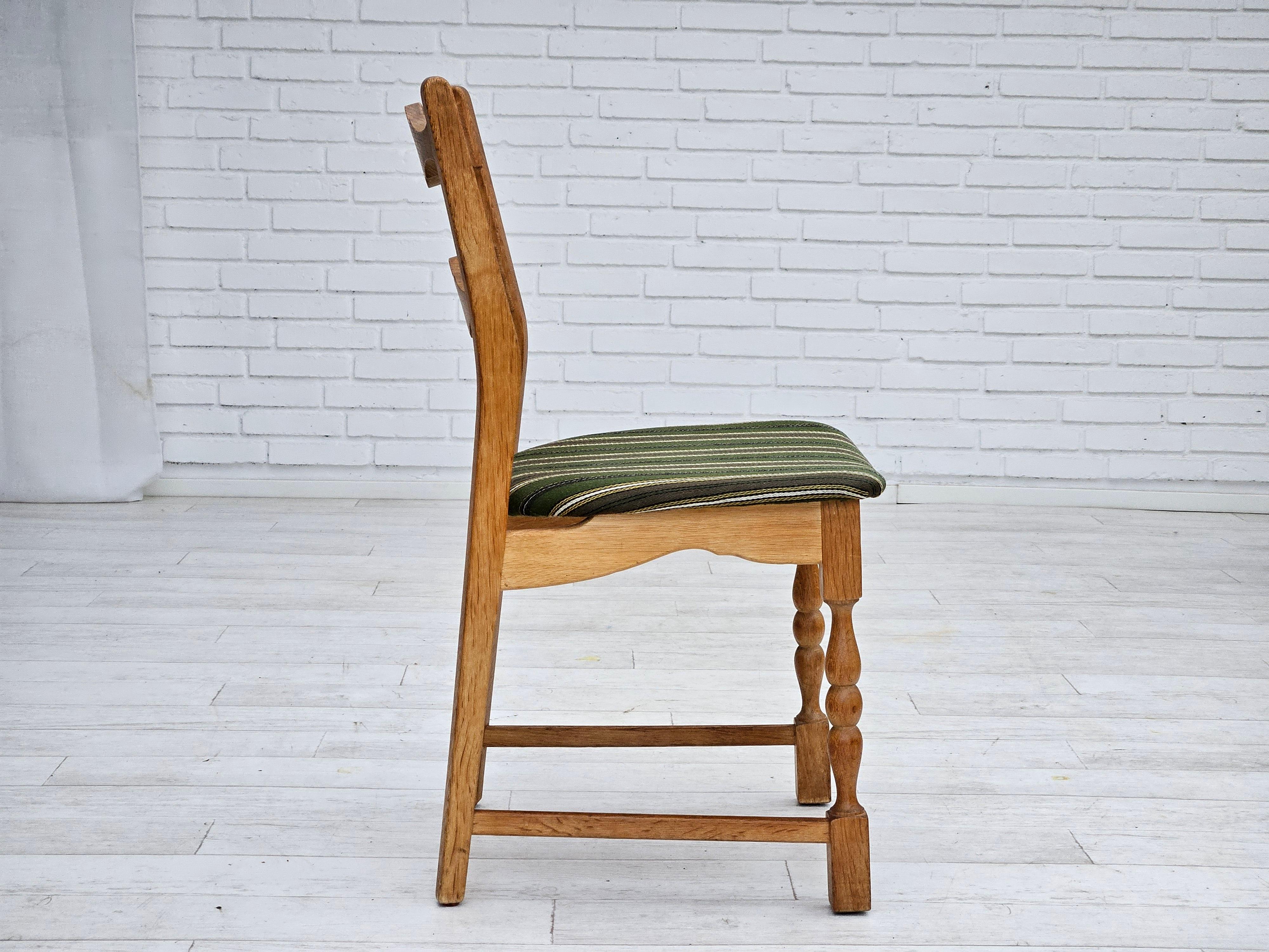 1970s, set of 6 Danish dinning chairs, original very good condition, oak wood. 6