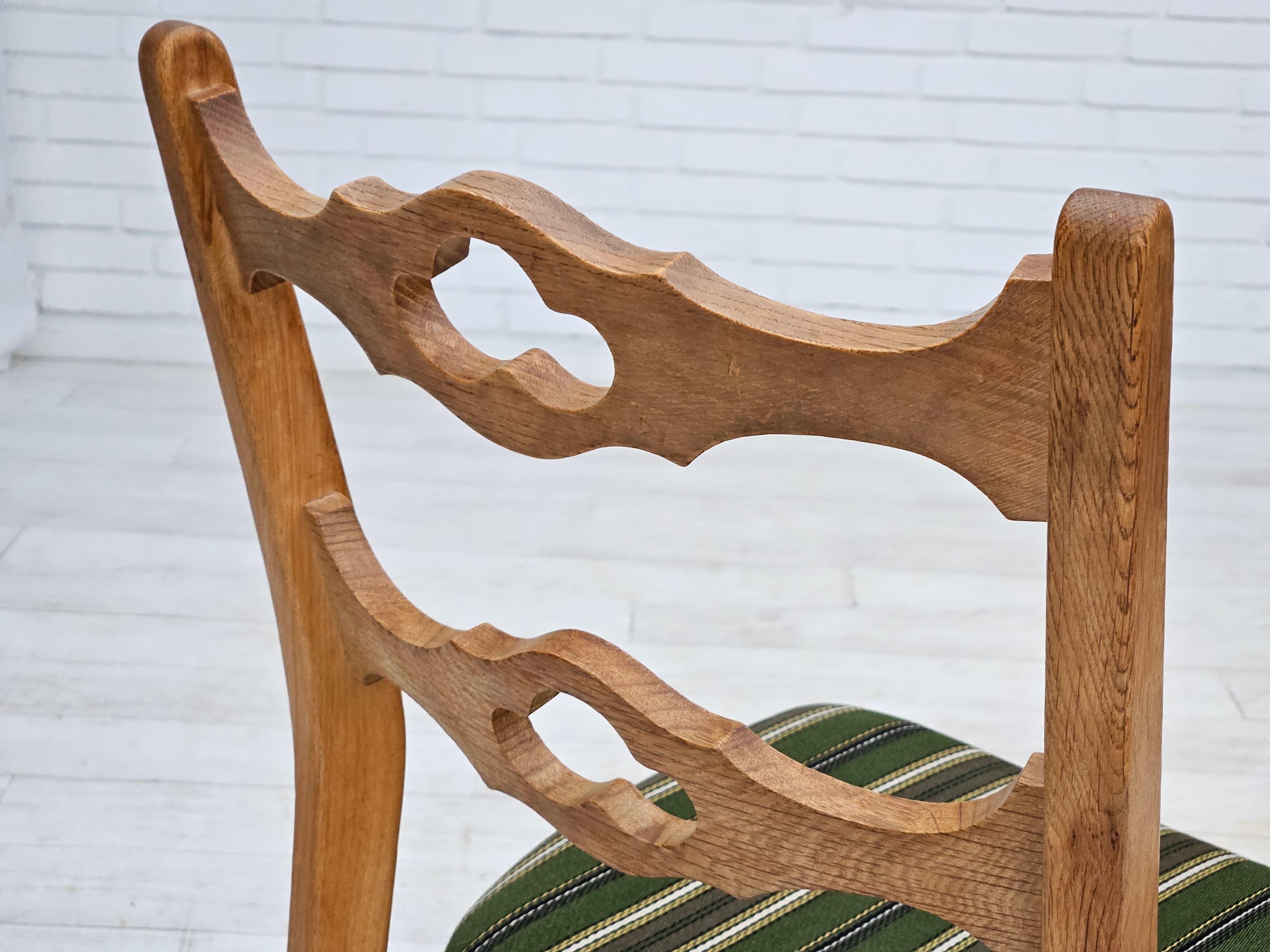1970s, set of 6 Danish dinning chairs, original very good condition, oak wood. 7