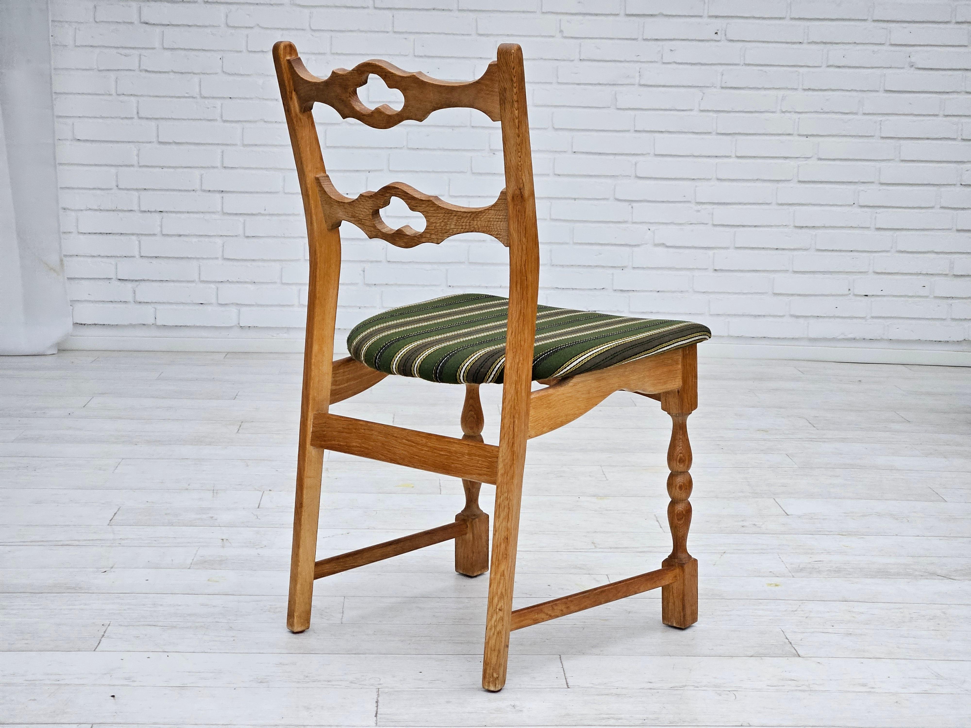 1970s, set of 6 Danish dinning chairs, original very good condition, oak wood. 8