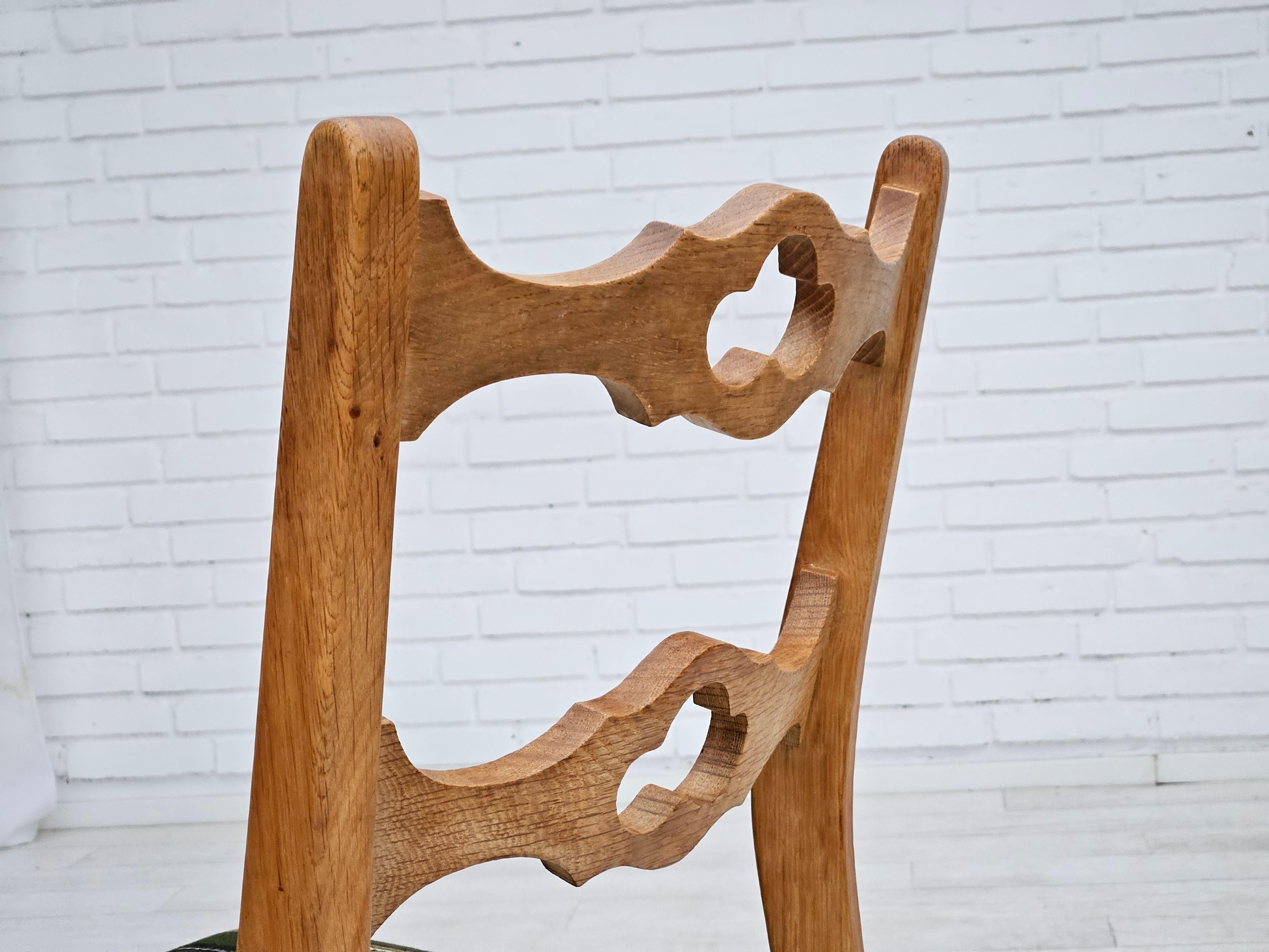 1970s, set of 6 Danish dinning chairs, original very good condition, oak wood. 11