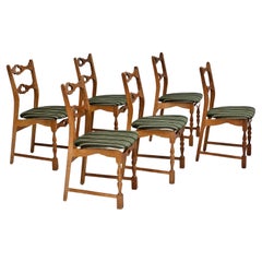 1970s, set of 6 Danish dinning chairs, original very good condition, oak wood.