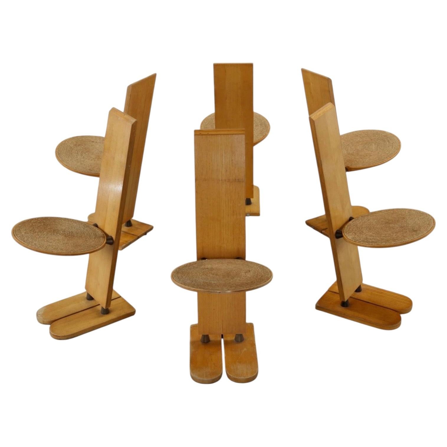 1970’s Set of 6 Gigi Sabadin “Pala” Chairs for Emme For Sale