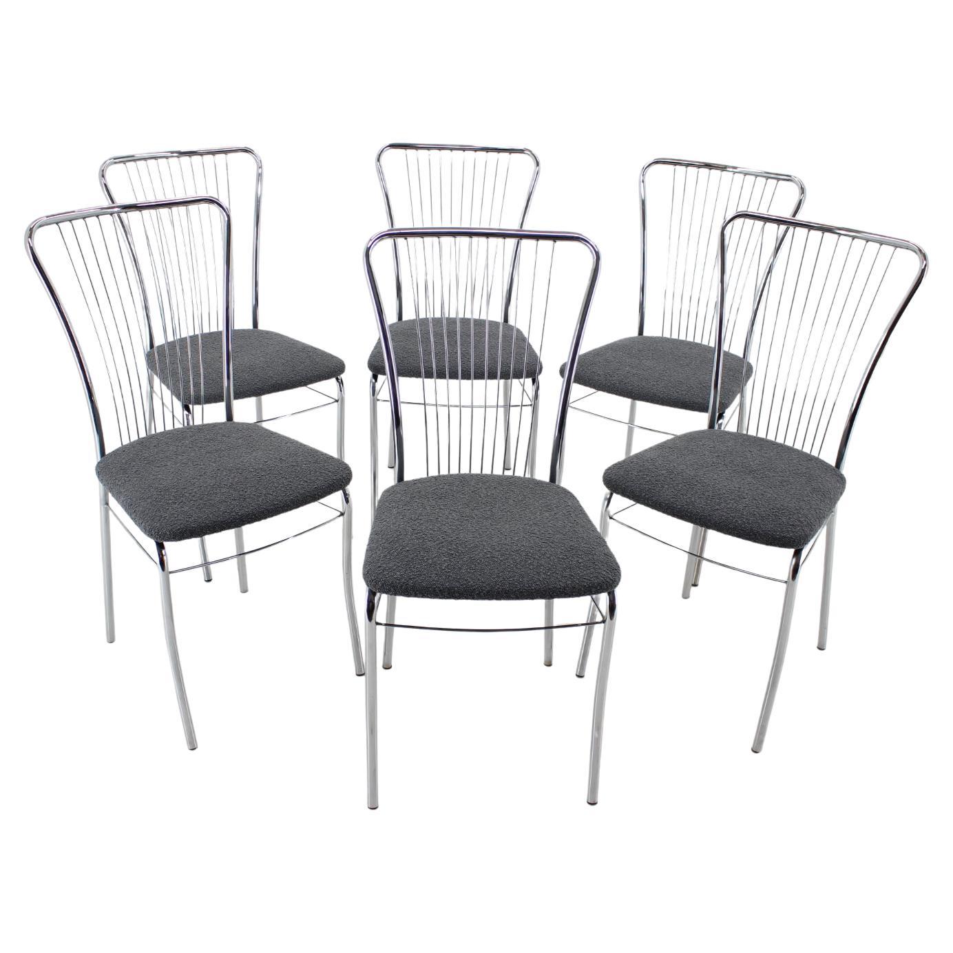 1970s Set of 6 Italian Dining Chairs in Bouclé Fabric For Sale