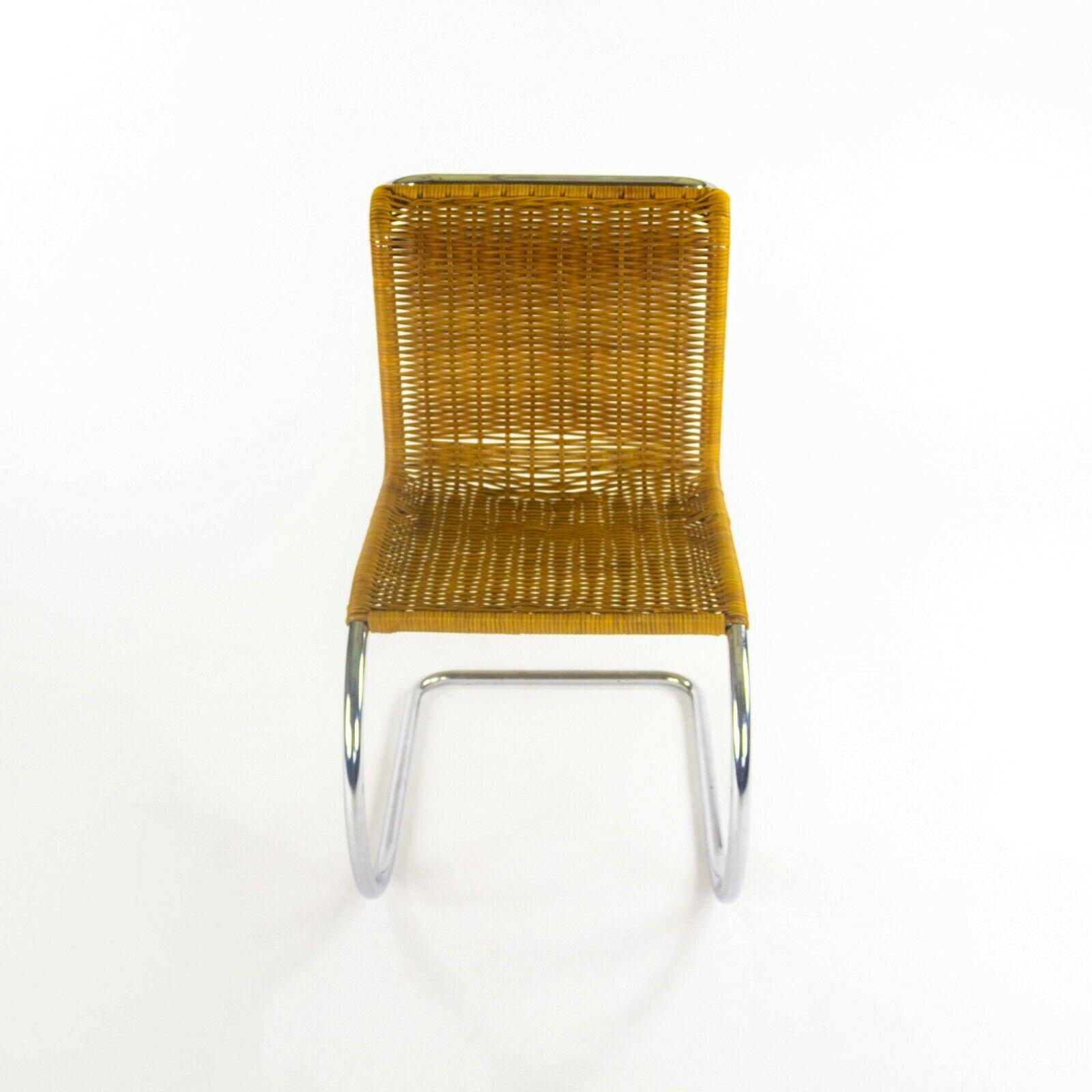 Ensemble de 6 chaises de salle à manger Mies Van Der Rohe pour Knoll MR10 en rotin et chrome des années 1970 en vente 3