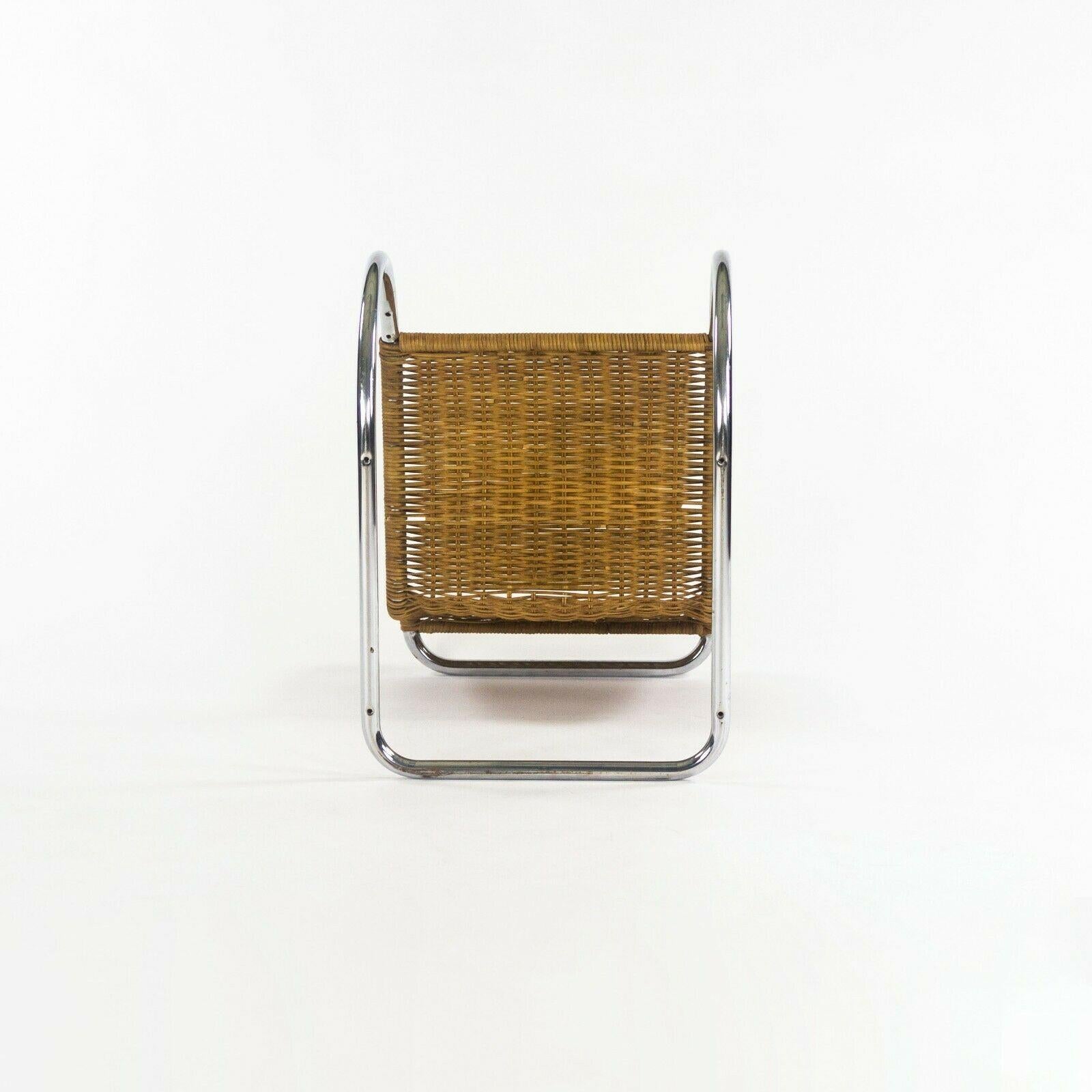 Ensemble de 6 chaises de salle à manger Mies Van Der Rohe pour Knoll MR10 en rotin et chrome des années 1970 en vente 2