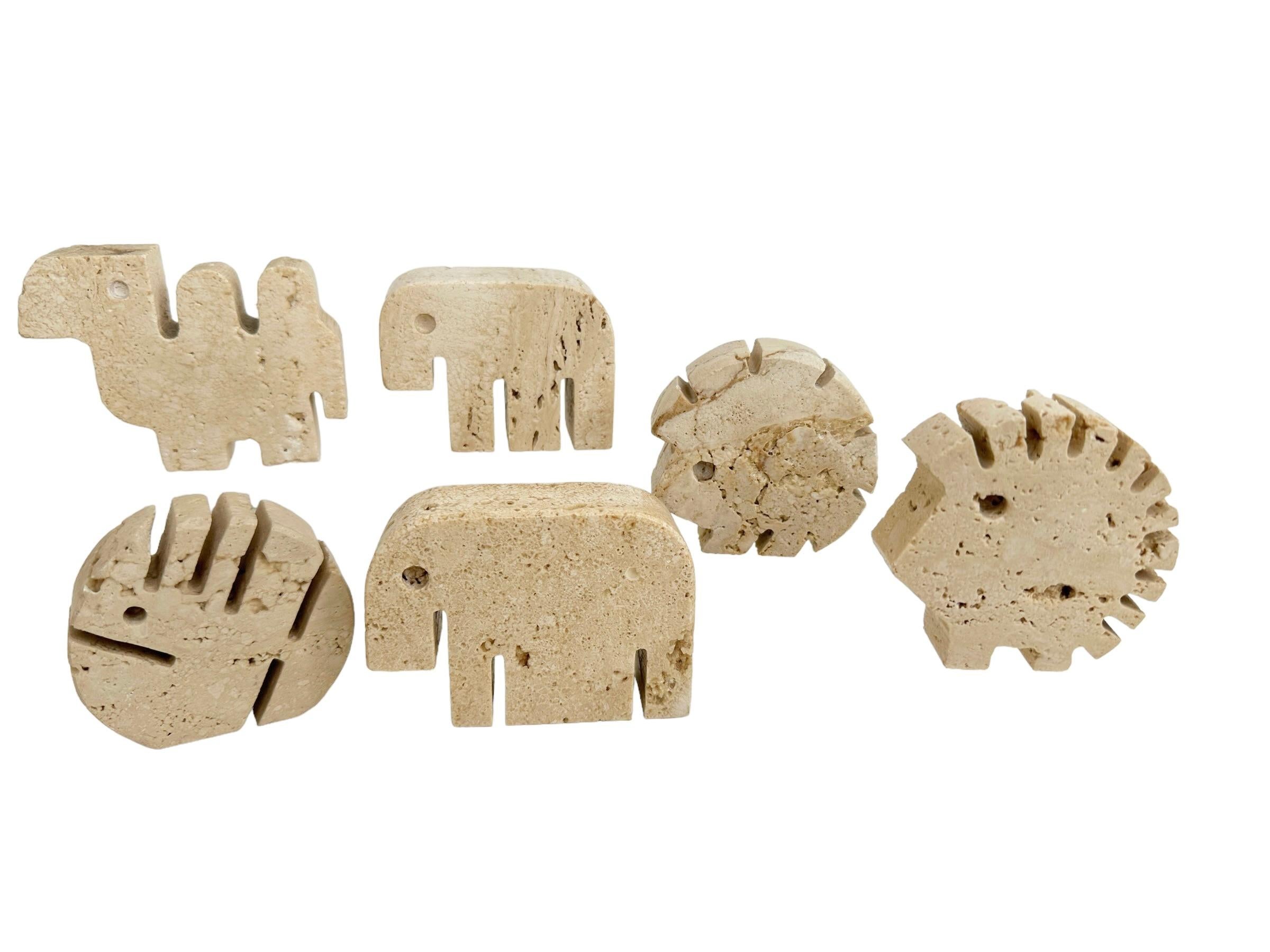 1970s Set of 6 Original Travertine Animal Sculptures by Fratelli Mannelli 4