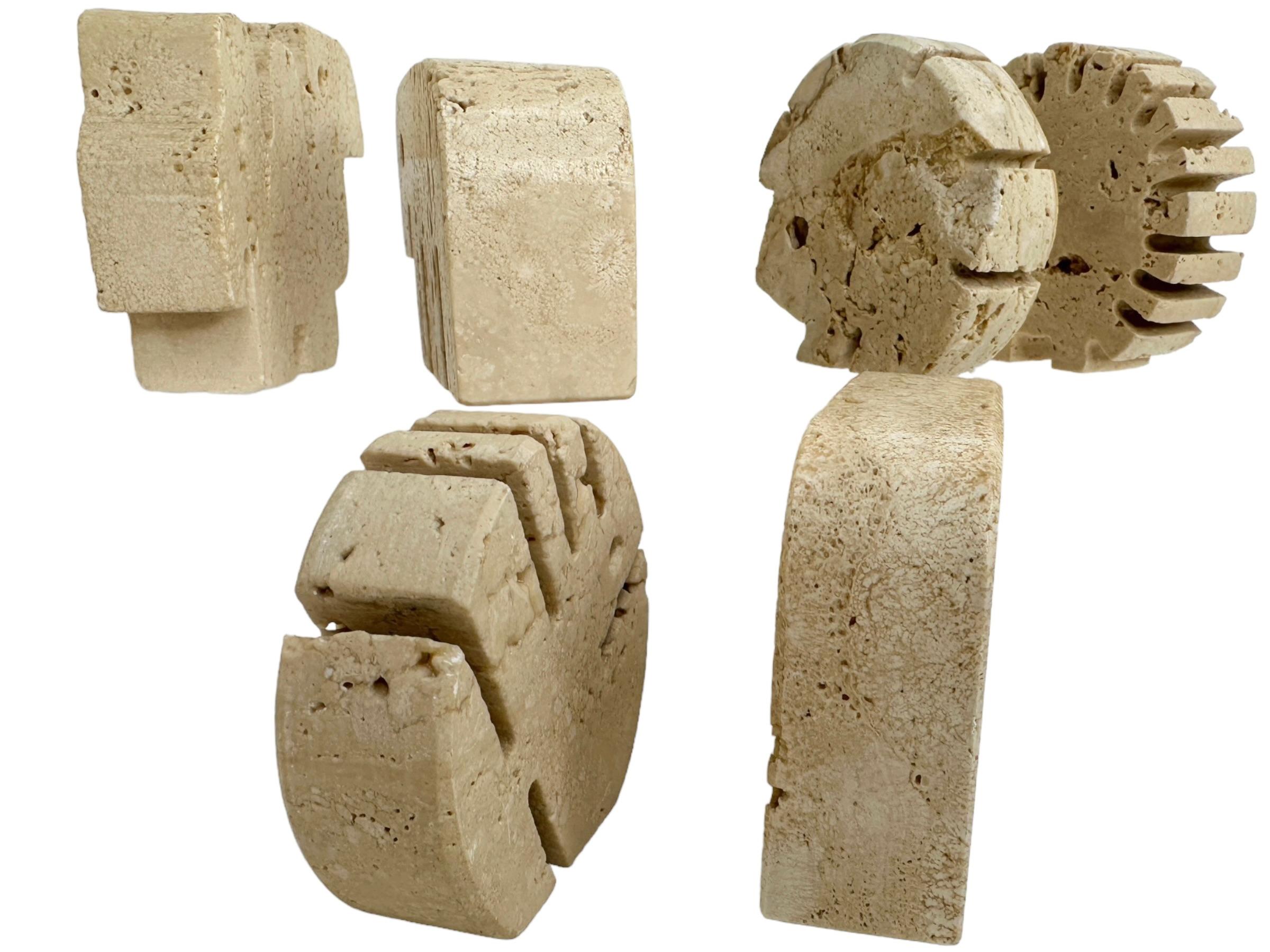 Italian 1970s Set of 6 Original Travertine Animal Sculptures by Fratelli Mannelli