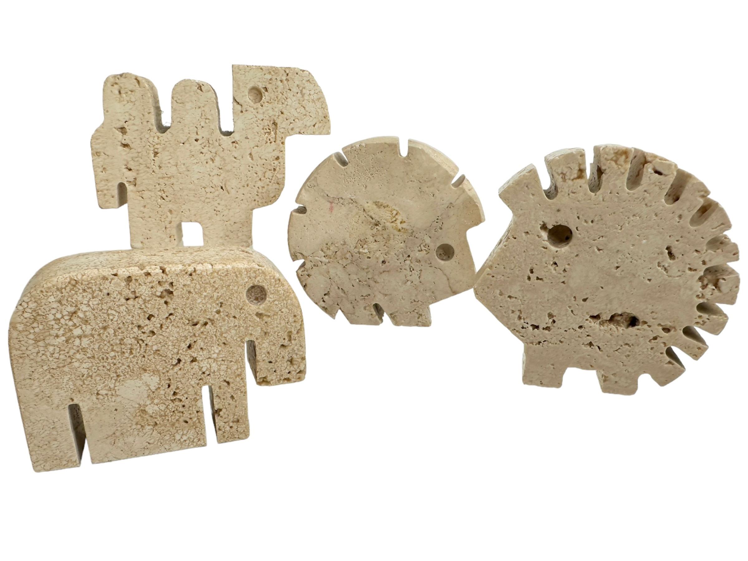 1970s Set of 6 Original Travertine Animal Sculptures by Fratelli Mannelli In Good Condition In Nuernberg, DE
