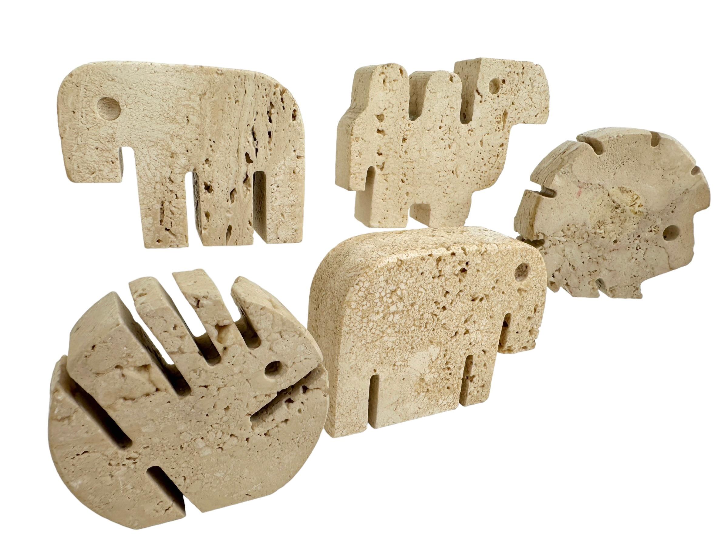 Late 20th Century 1970s Set of 6 Original Travertine Animal Sculptures by Fratelli Mannelli