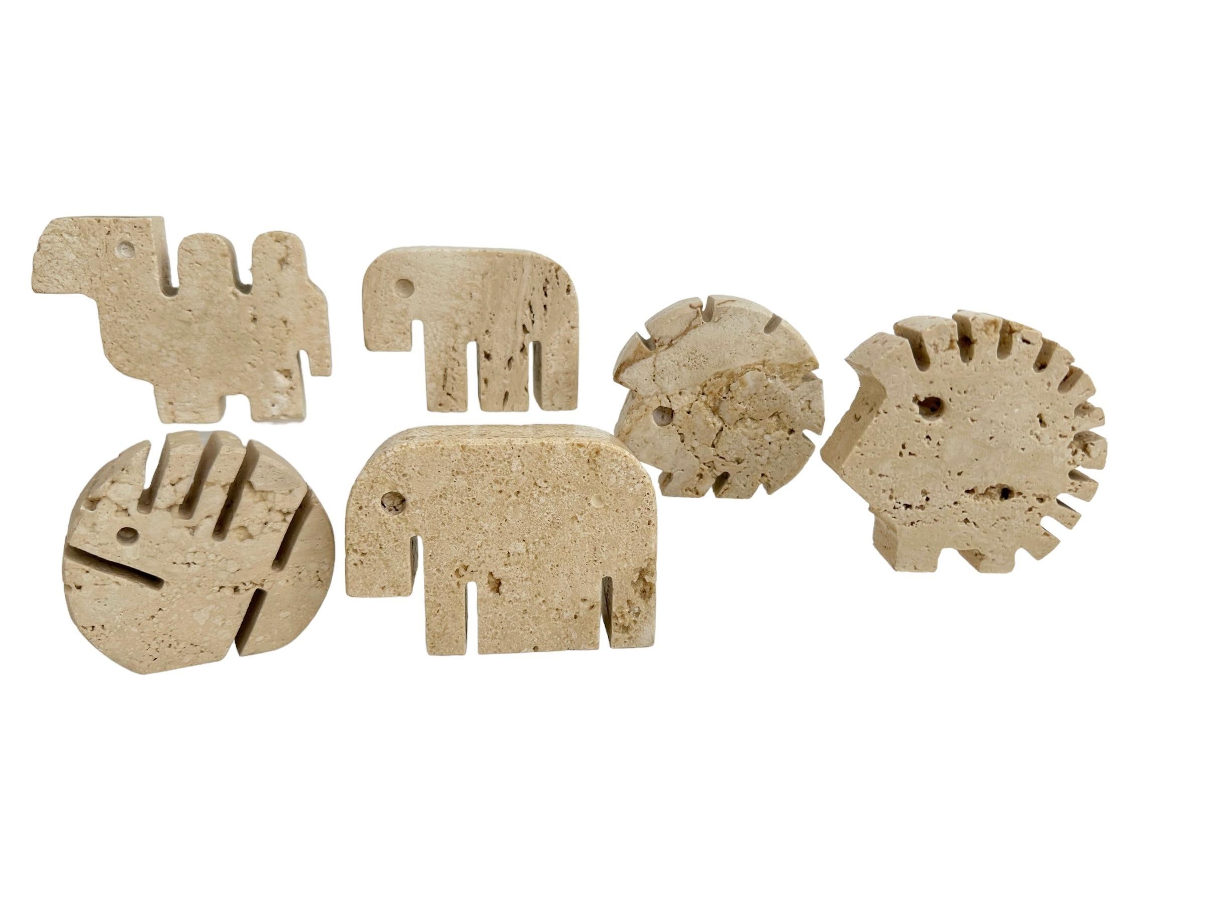 1970s Set of 6 Original Travertine Animal Sculptures by Fratelli Mannelli 1