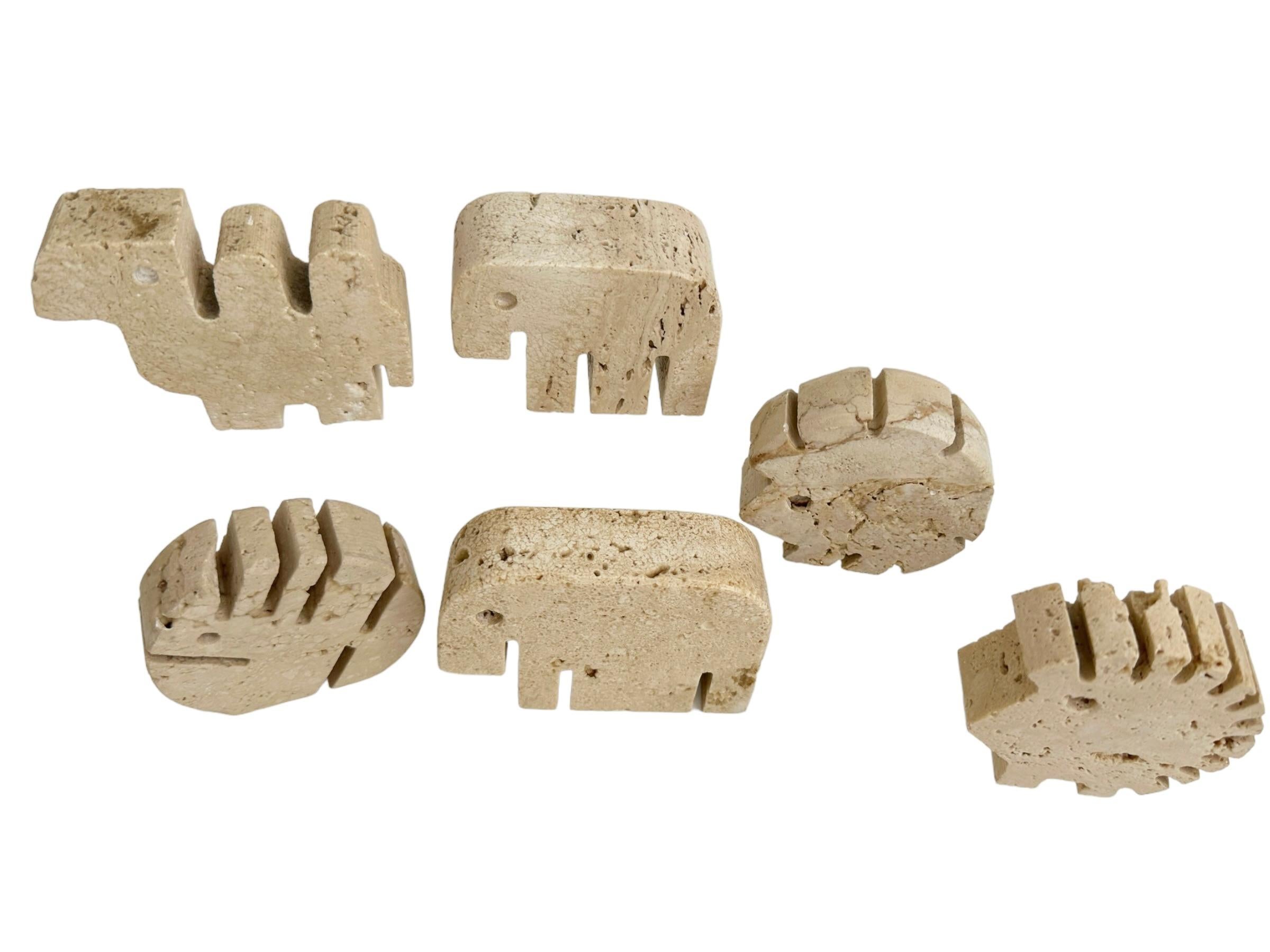 1970s Set of 6 Original Travertine Animal Sculptures by Fratelli Mannelli 3