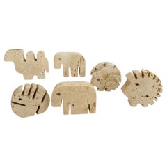 1970s Set of 6 Original Travertine Animal Sculptures by Fratelli Mannelli