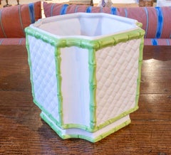 1970s Set of 6 Vintage Chinoiserie Style Planters with Bamboo Details