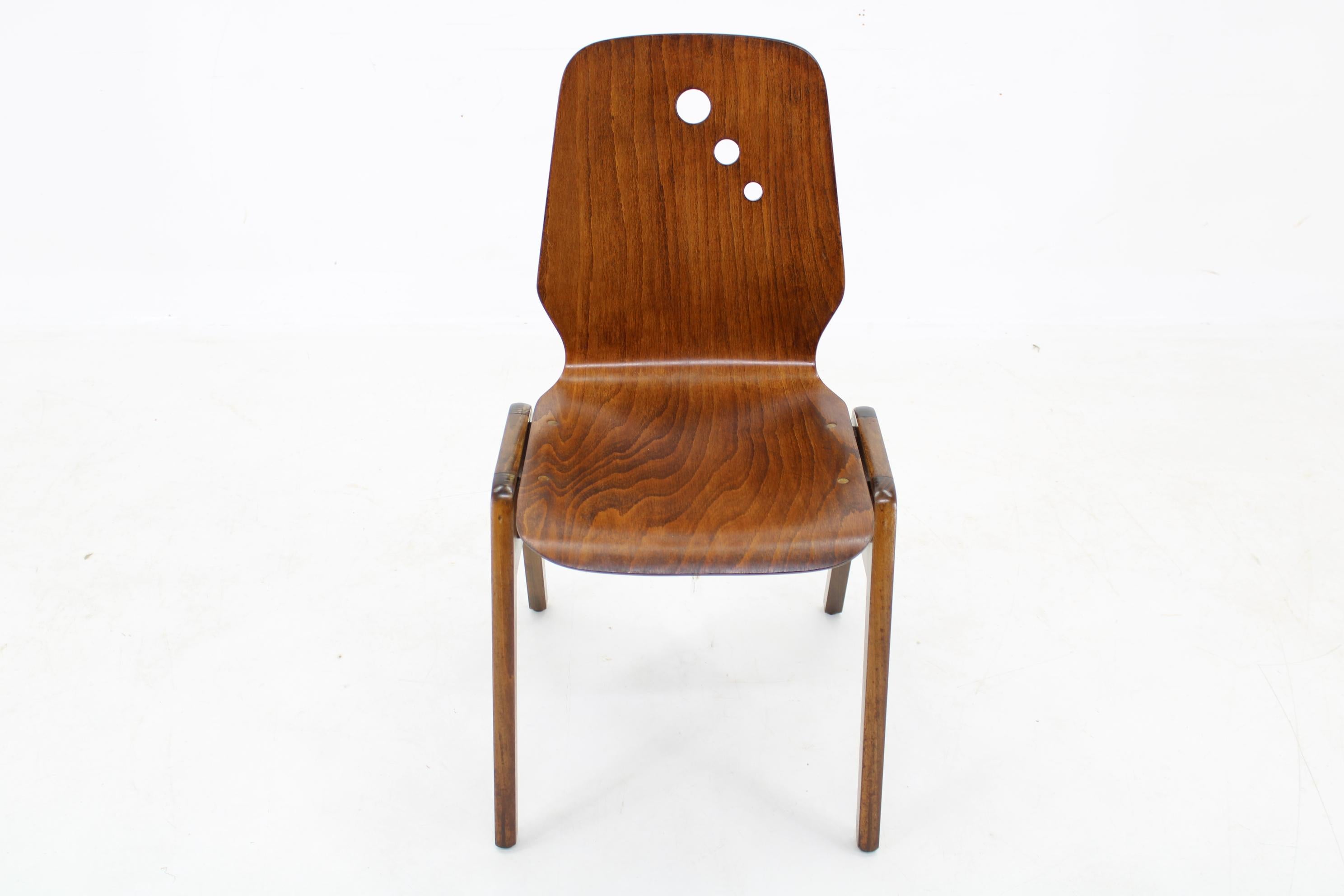 Late 20th Century 1970s Set of 7 Beech Stuckable Dining Chairs, Germany For Sale