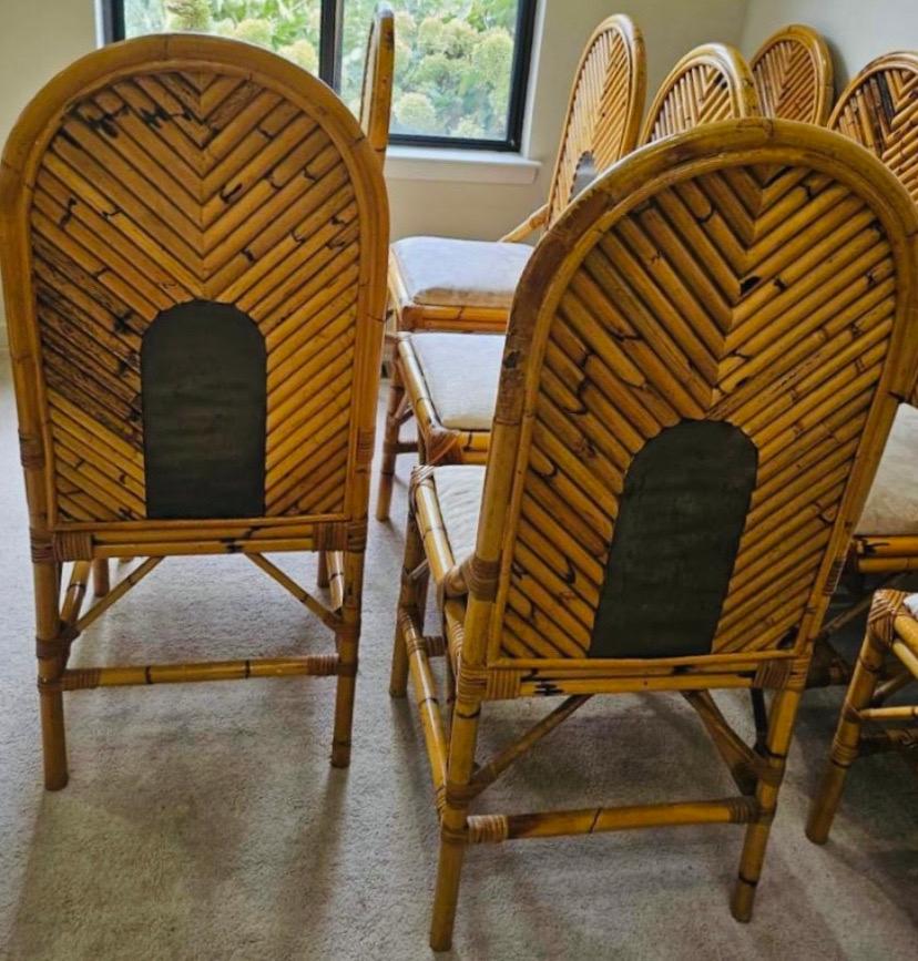Organic Modern 1970s Set of 8 Spectacular Bamboo and Brass Dining Chairs after Gabriella Crespi
