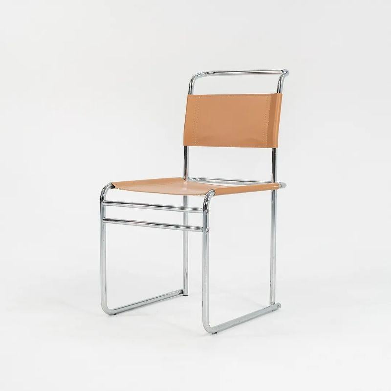 Ensemble de huit chaises de salle à manger Marcel Breuer modèle B5 en cuir brun clair des années 1970 en vente 3