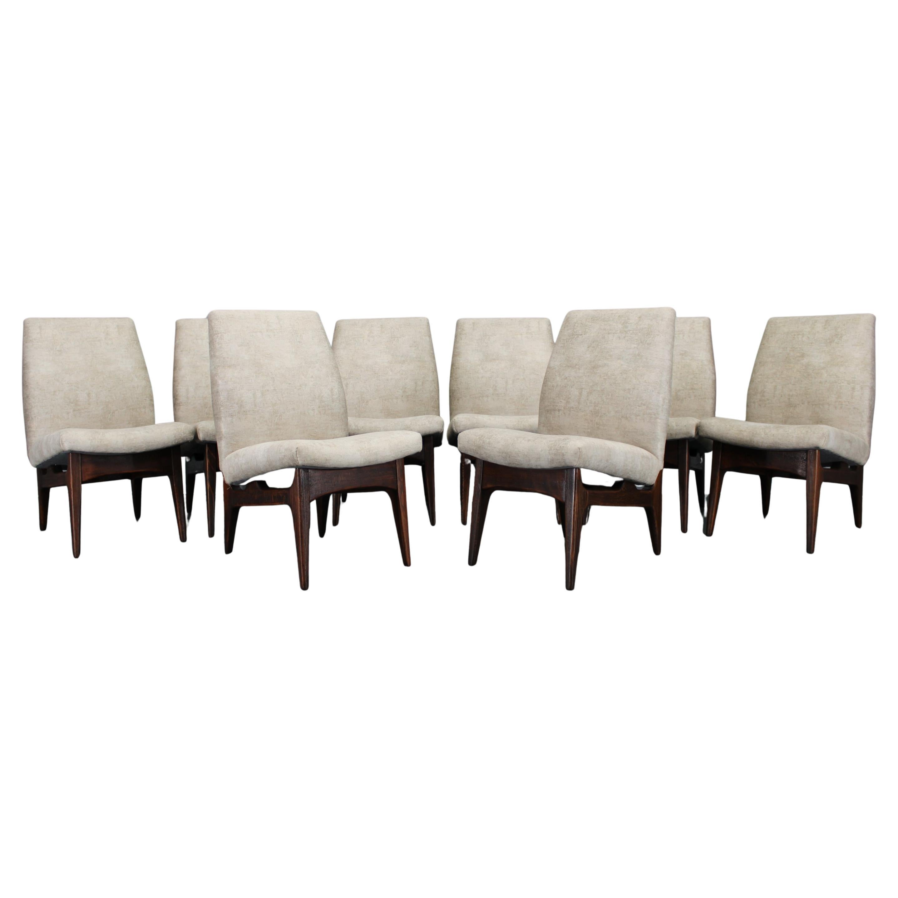 1970s Set of Eight Restored Dining Chairs, Czechoslovakia