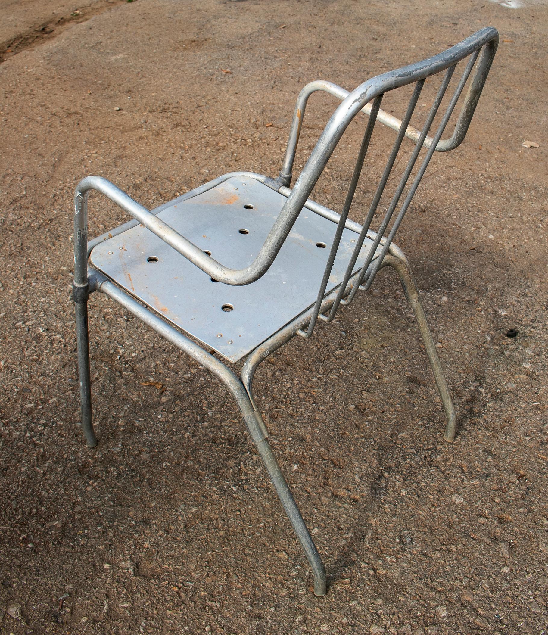 1970s Set of Eight Spanish Iron Garden Chairs in Steel Finish 1