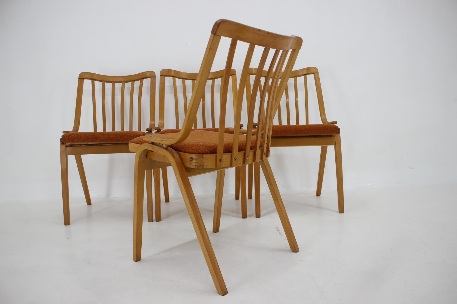 Wood 1970s Set of Four Antonin Suman Dining Chairs by Ton, Czechoslovakia For Sale