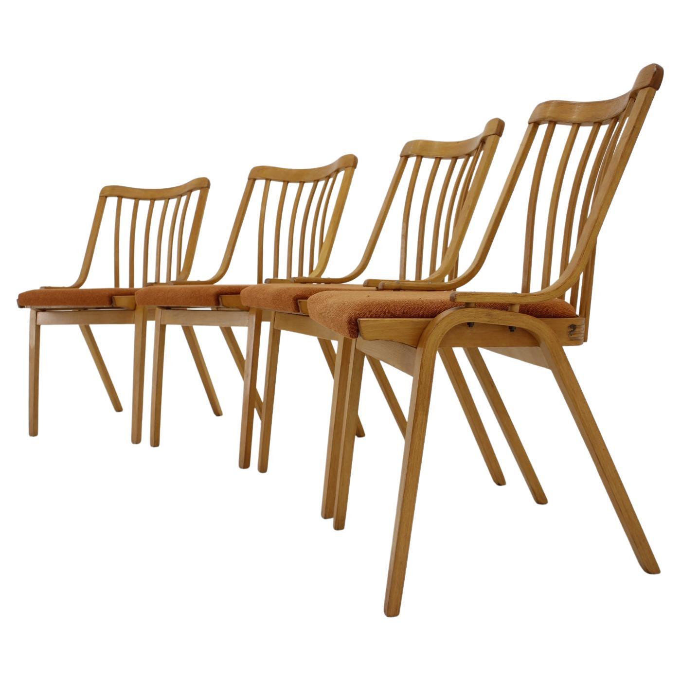 1970s Set of Four Antonin Suman Dining Chairs by Ton, Czechoslovakia For Sale
