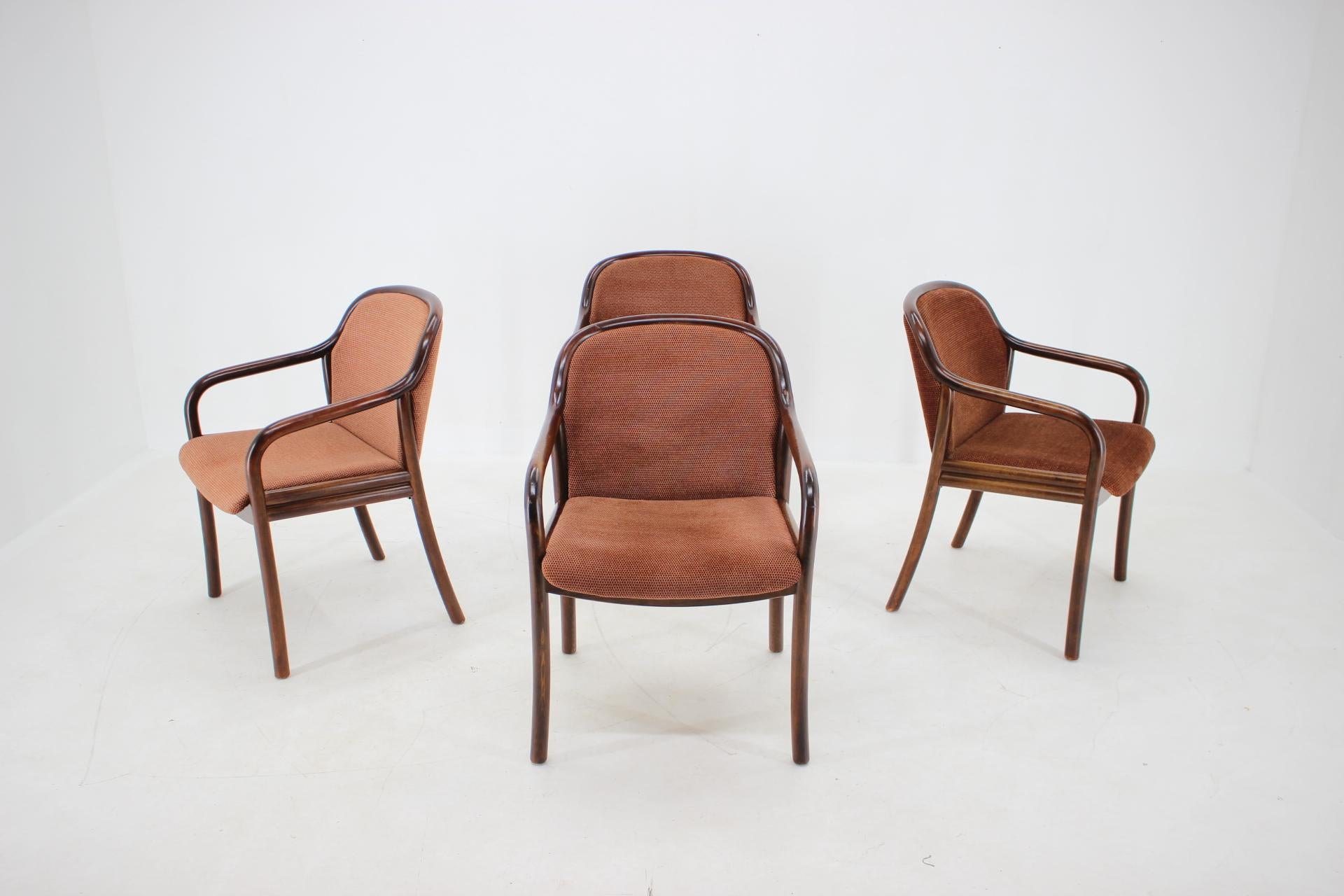 Mid-Century Modern 1970s Set of Four Bentwood Armchairs, Germany