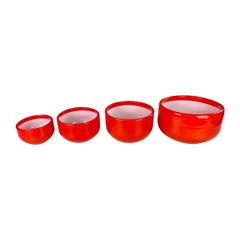 1970s Set of Four Bowls in Handblown Opal Glass by Michael Bang for Holmegaard