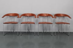 Ensemble de quatre fauteuils Canasta en cuir des années 1970 par Arrben, Italie