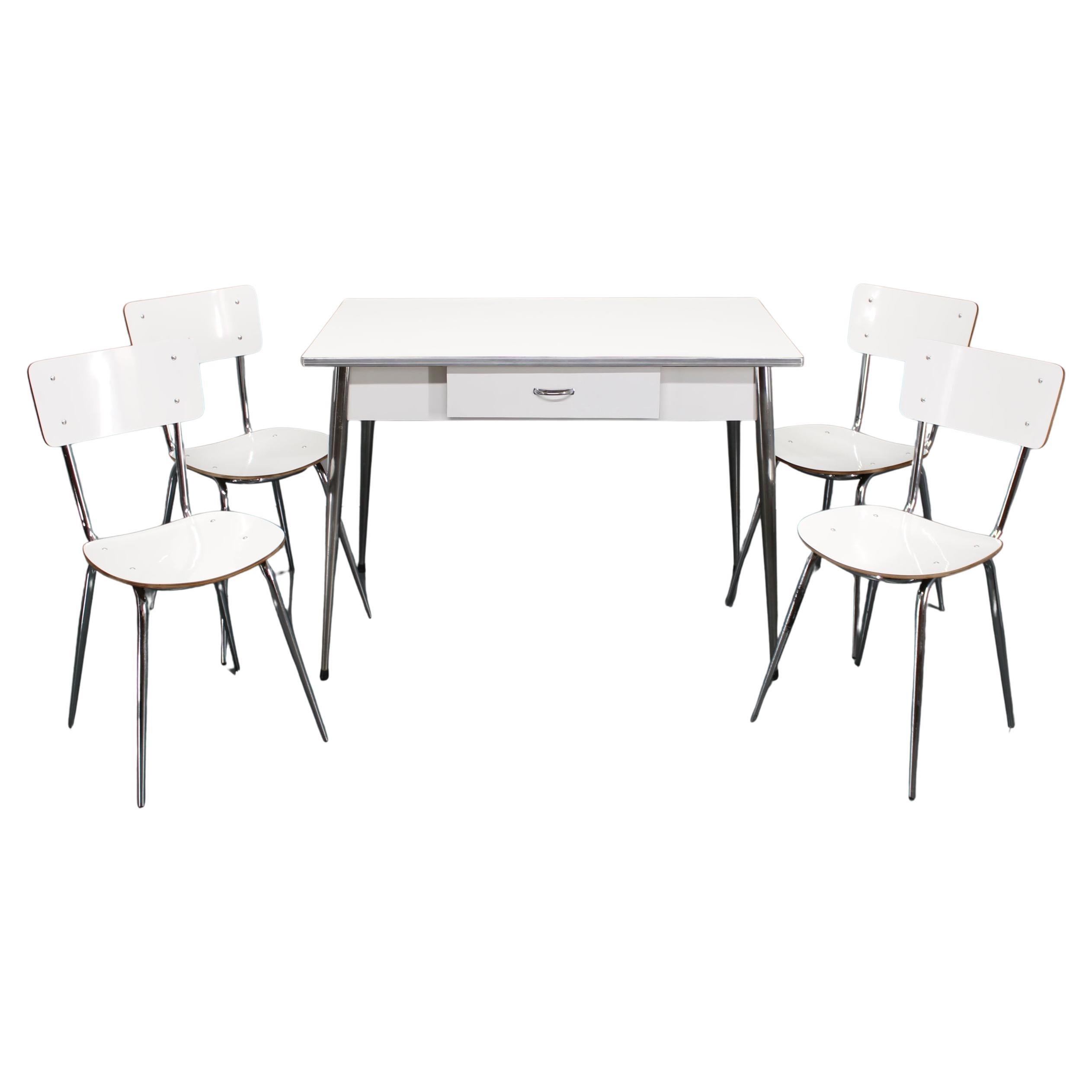 1970s Set of Four Dining Chairs and Table , Italy