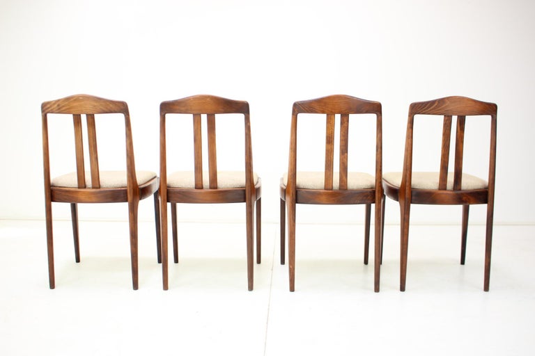 Fabric 1970s Set of Four Dining Chairs by Drevotvar, Czechoslovakia For Sale