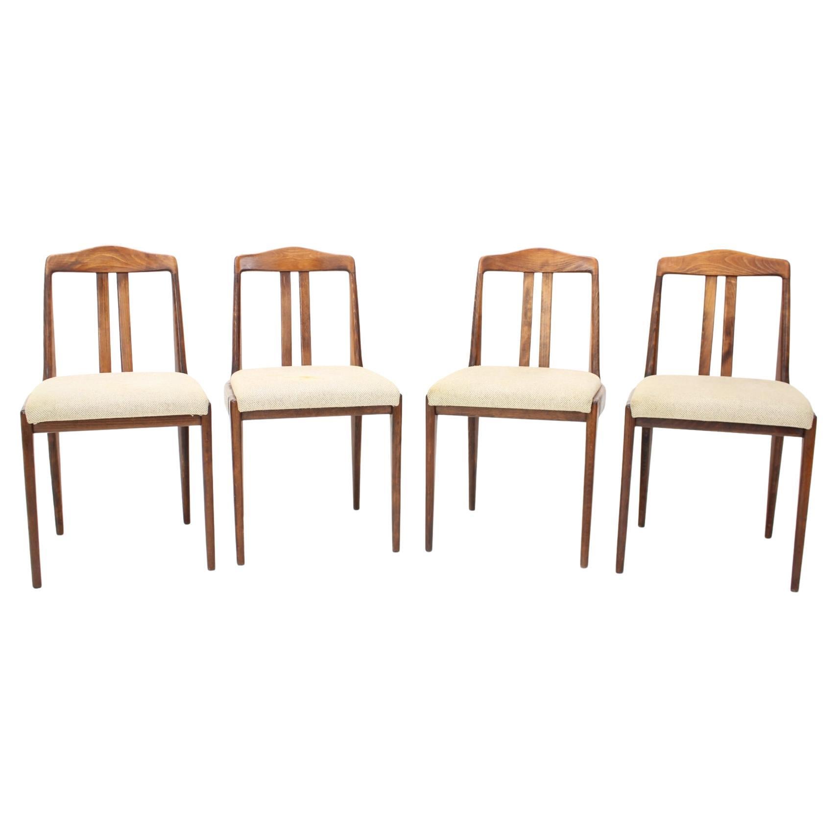 1970s Set of Four Dining Chairs by Drevotvar, Czechoslovakia For Sale