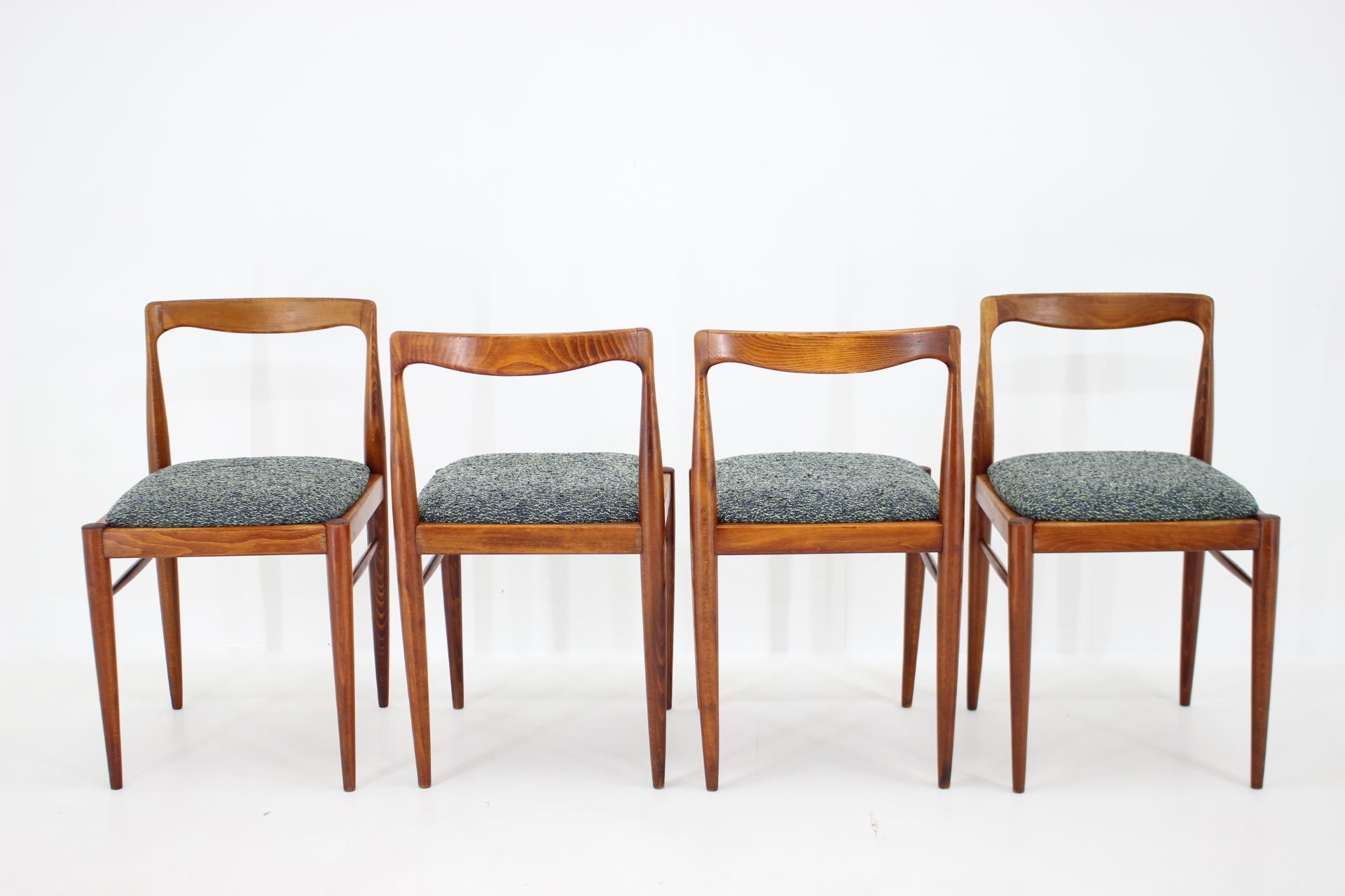 Fabric 1970s Set of Four Dining Chairs by Drevotvar Jablone, Czechoslovakia For Sale
