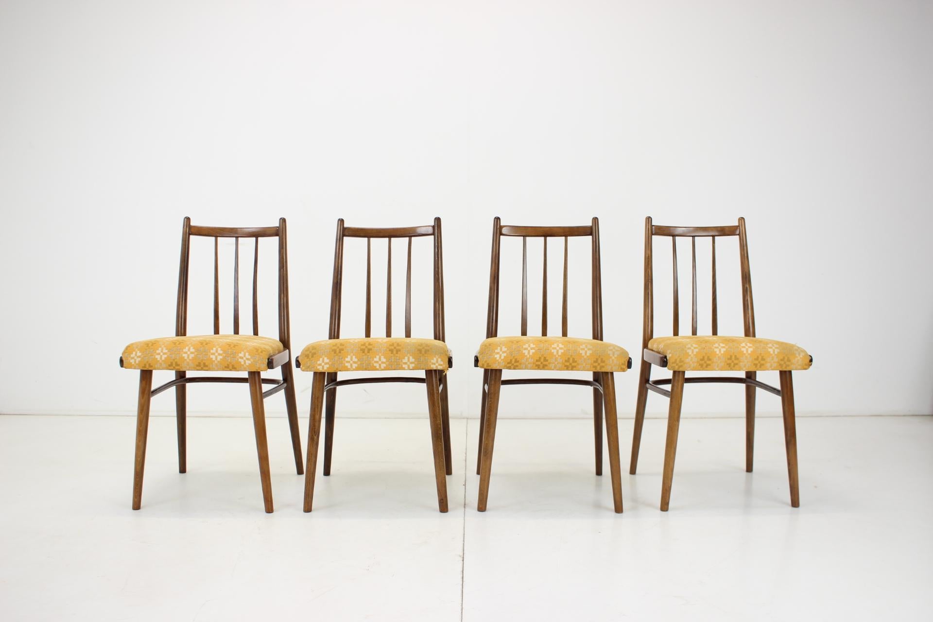 Mid-Century Modern 1970s Set of Four Dining Chairs by Jitona, Czechoslovakia For Sale