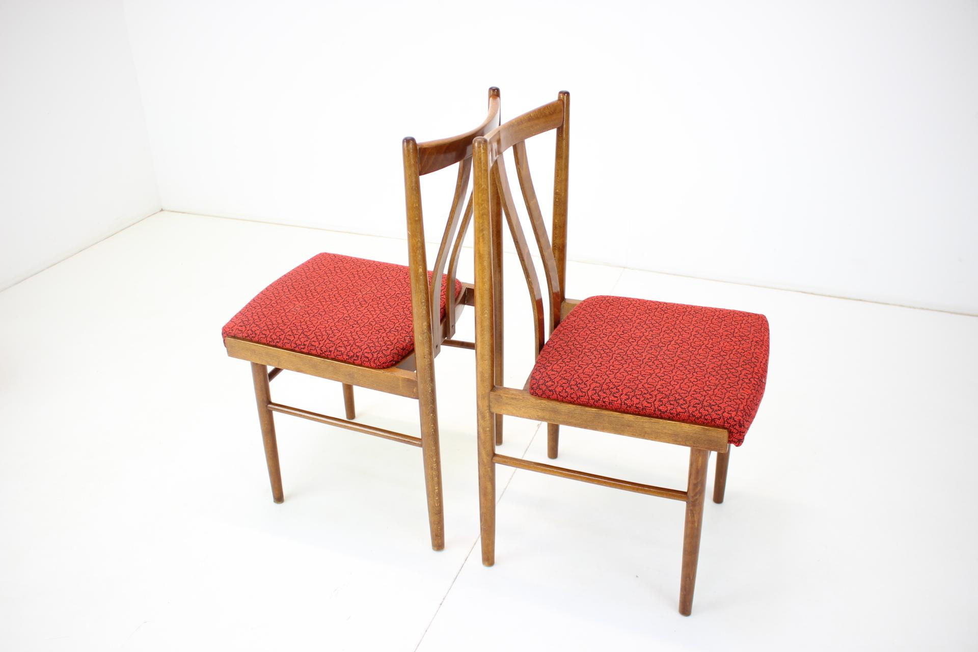 Fabric 1970s Set of Four Dining Chairs, Czechoslovakia For Sale