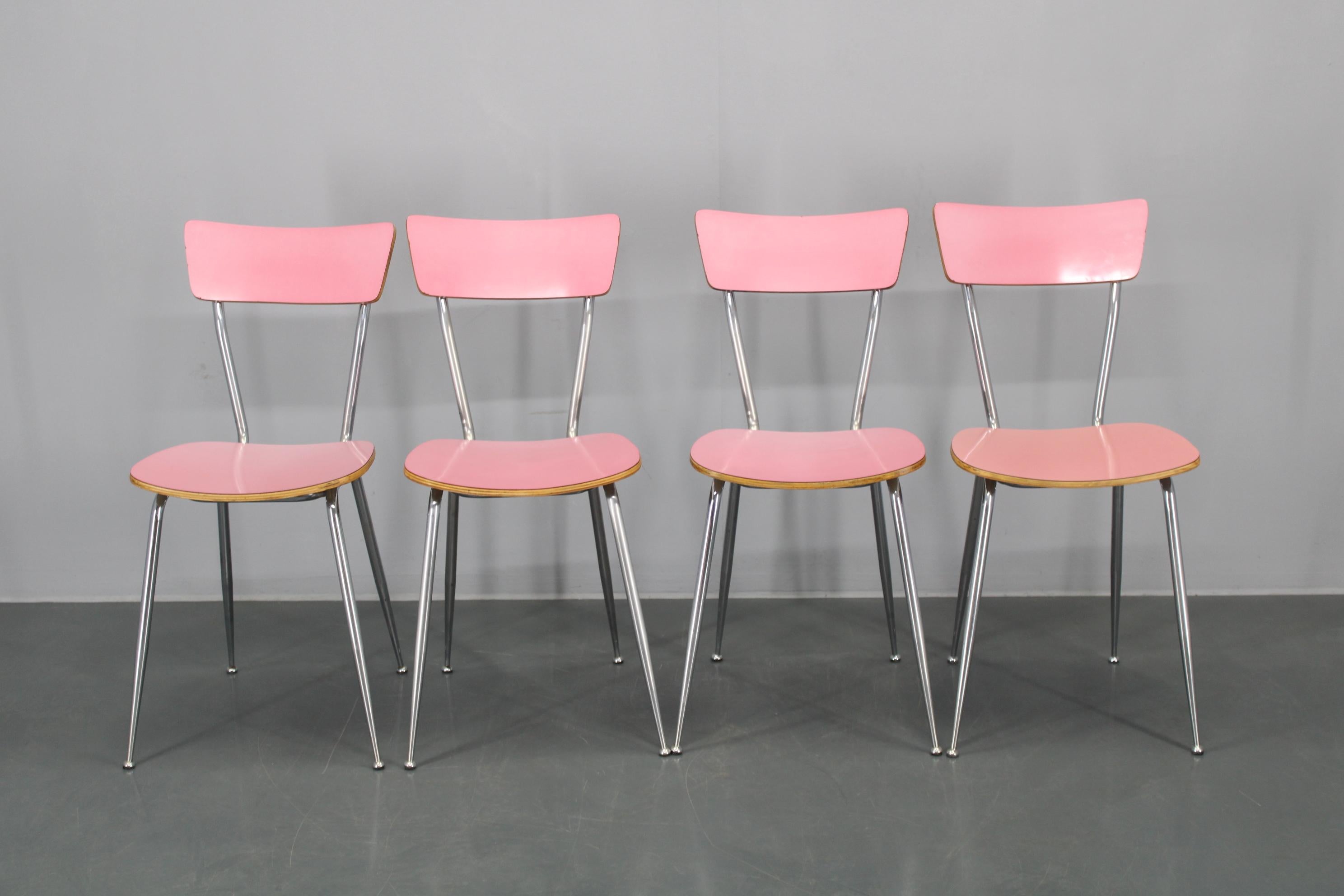 Italian 1970s Set of Four Dining Chairs , Italy