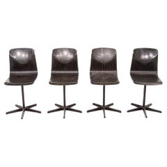 1970s Set of Four Elmar Flototto for Pagholz West Germany Seat Dining Chairs