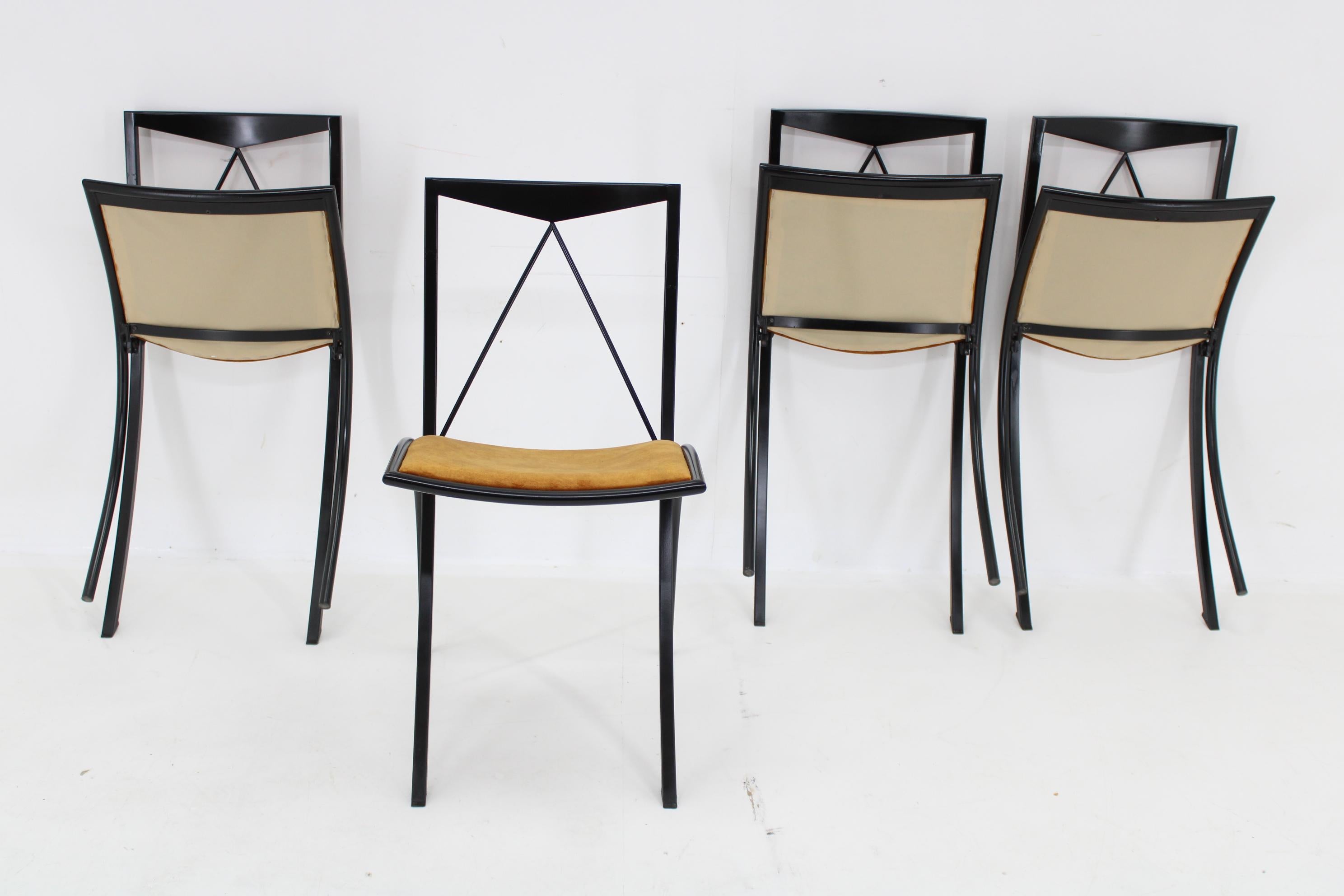 1970s Set of Four Folding Dining Chairs, Italy In Good Condition For Sale In Praha, CZ