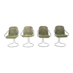 1970s Set of Four Gastone Rinaldi for RIMA Cantilever Dining Chairs in Chrome