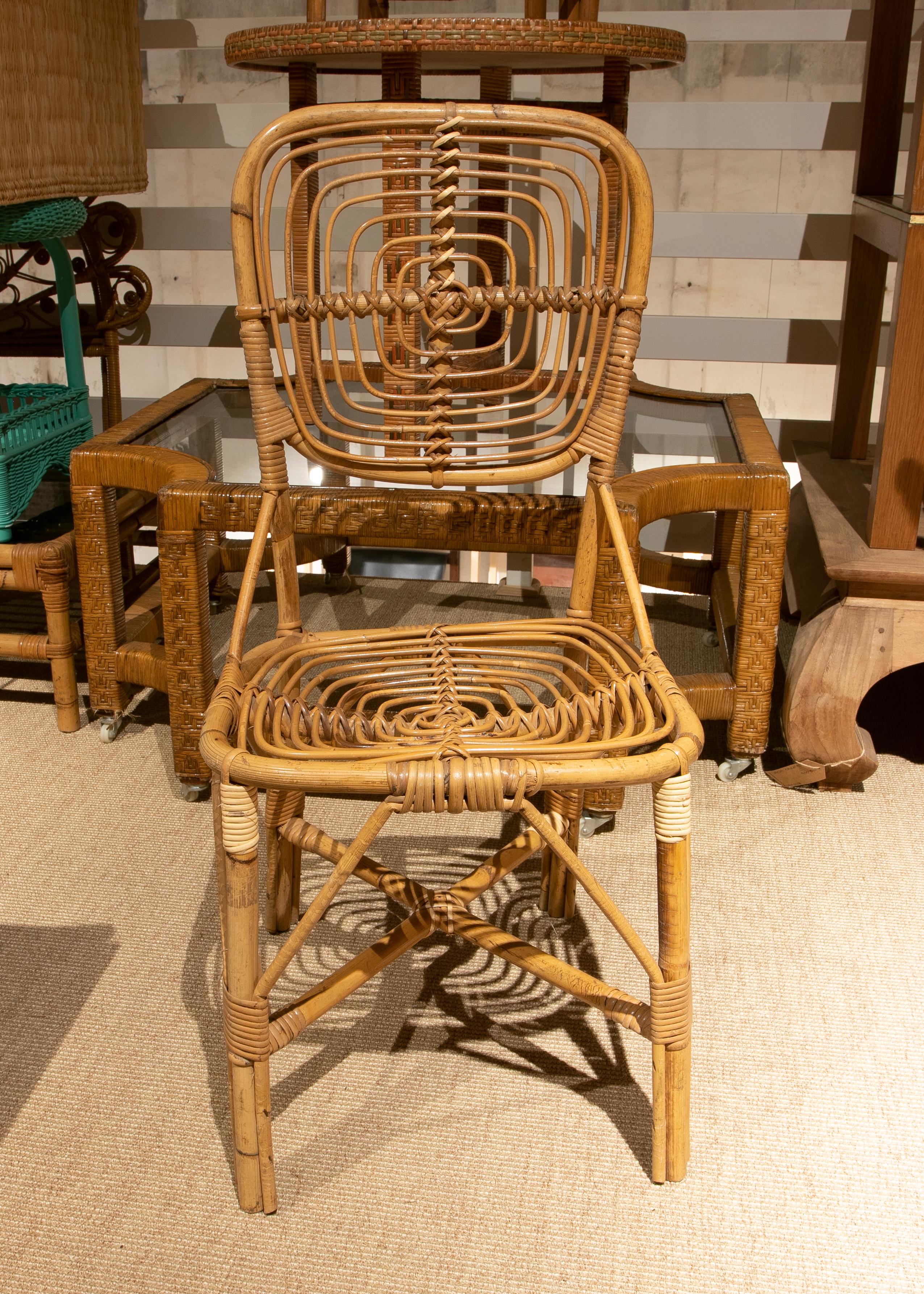 1970s Set of Four Handmade Spanish Bamboo Chairs In Good Condition For Sale In Marbella, ES