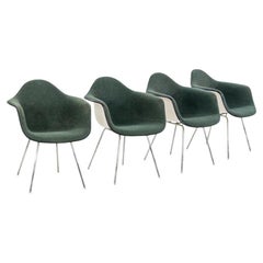 1970s Set of Four Herman Miller Eames Fiberglass DAX Dining Chairs w/ H-Base