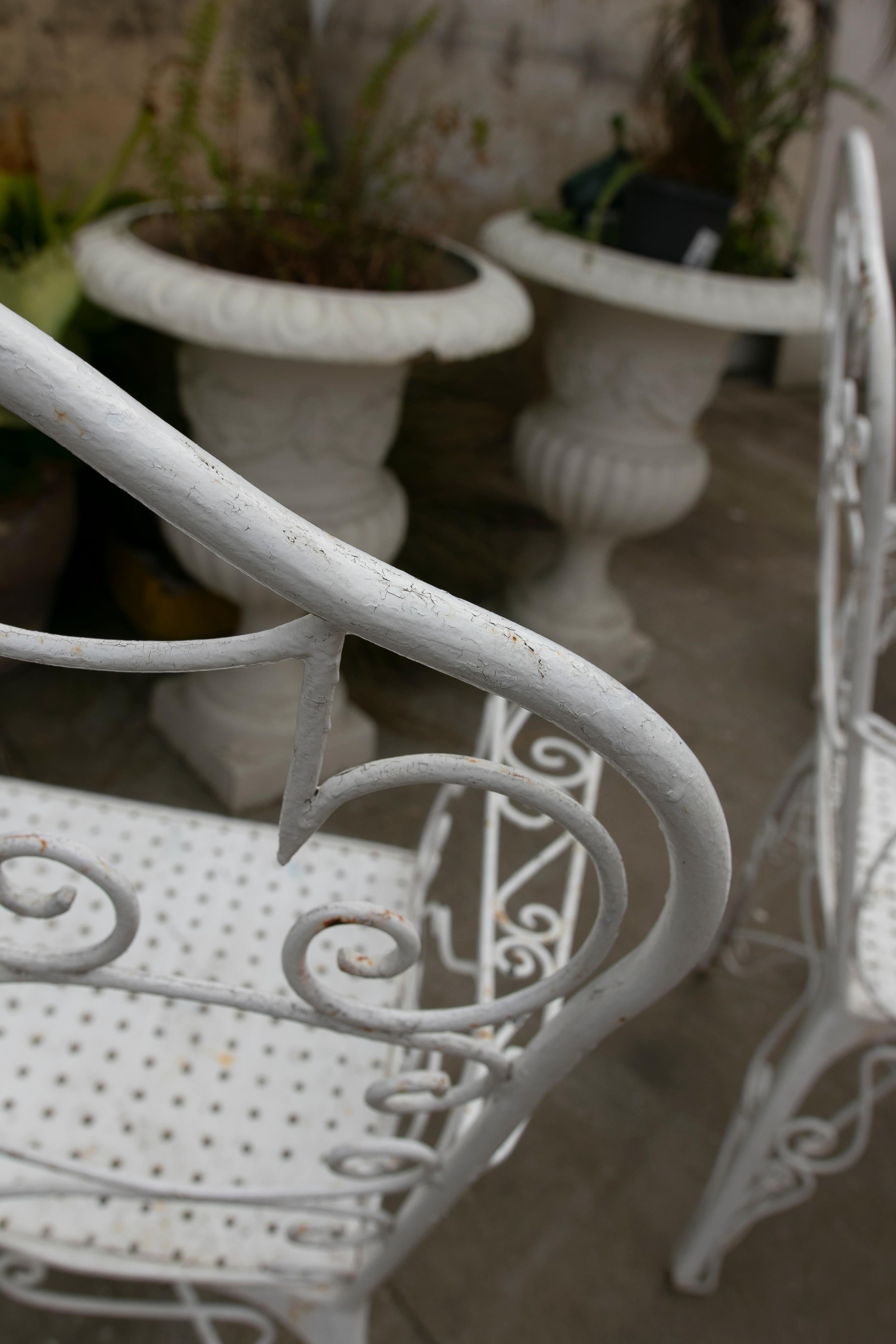 1970s Set of Four Iron Chairs Painted in White For Sale 12