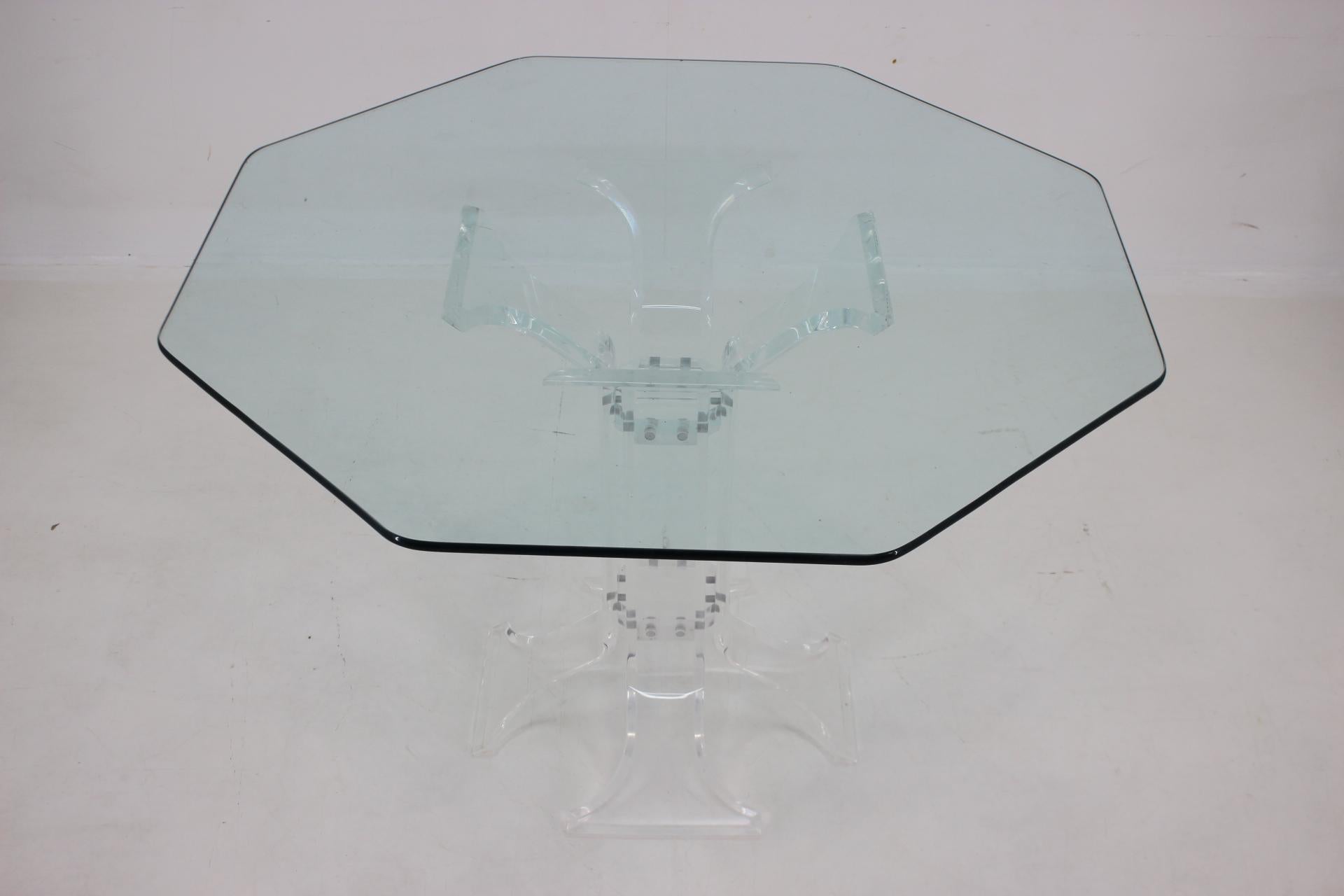 1970s Set of Four Lucite Dining Chairs and Dining Table, Charles Hollis Jones St 10