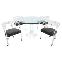 1970s Set of Four Lucite Dining Chairs and Dining Table, Charles Hollis Jones St