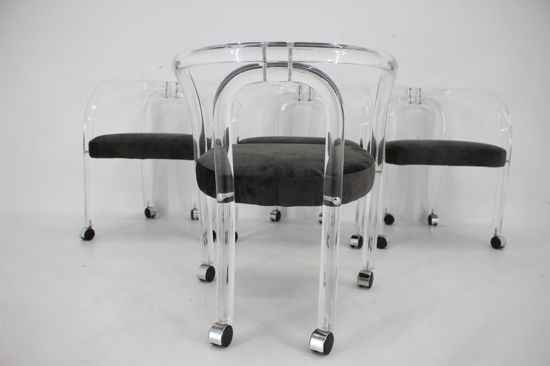 1970s Set of Four Lucite Dining Chairs, Charles Hollis Jones Style 3
