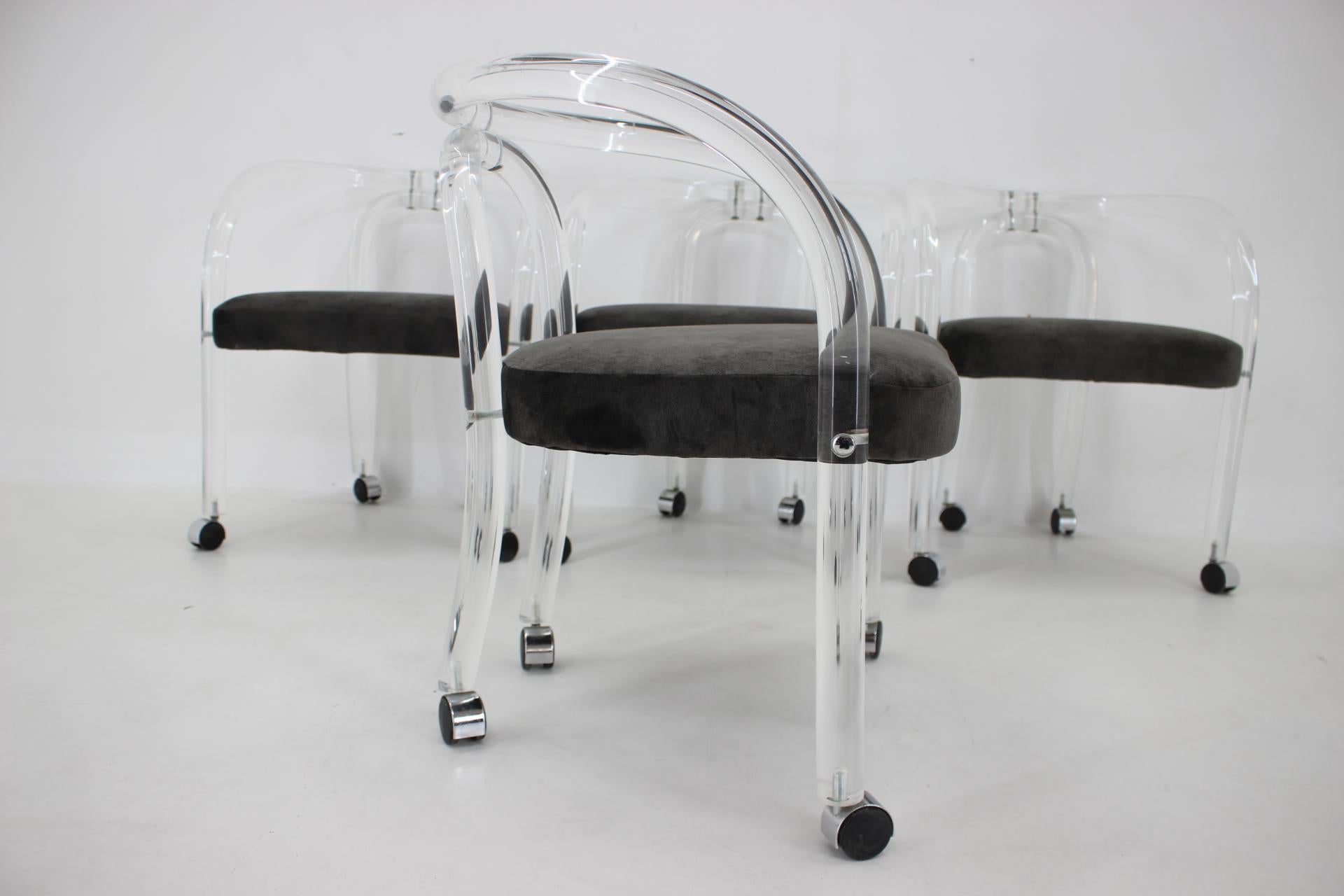 1970s Set of Four Lucite Dining Chairs, Charles Hollis Jones Style 4